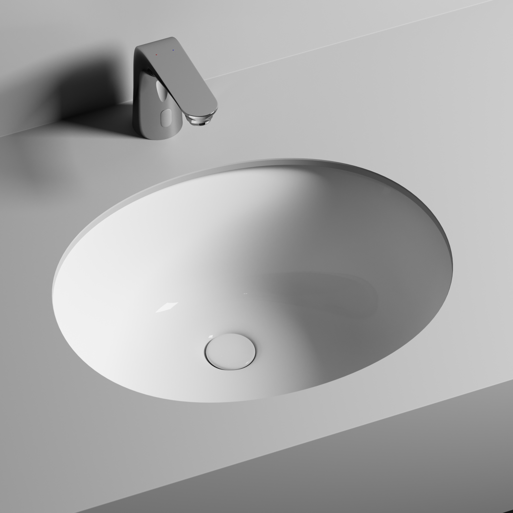 Умывальник овальный встраиваемый под столешницу element 510x420x195мм, с крепежом и шаблоном для установки