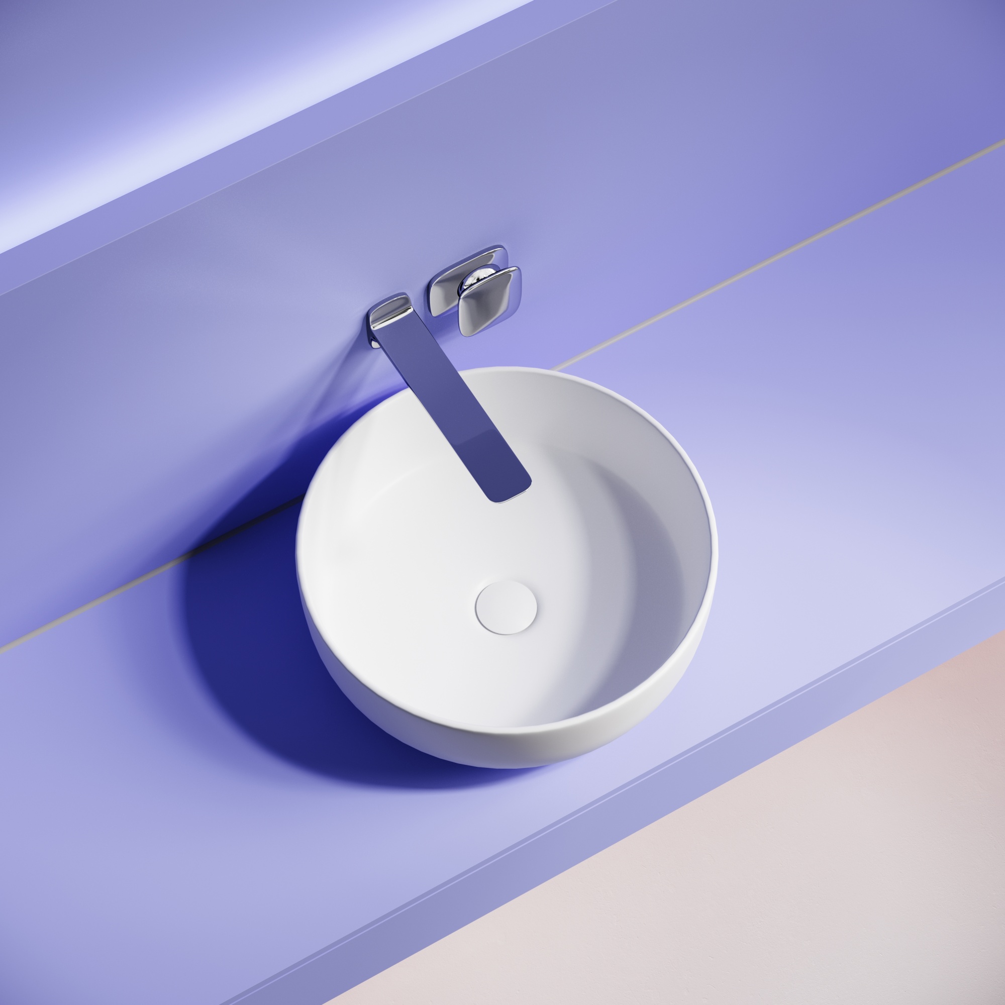 Раковина накладная taycan, круглая, диаметр 375 мм, высота 140 мм, белая матовая