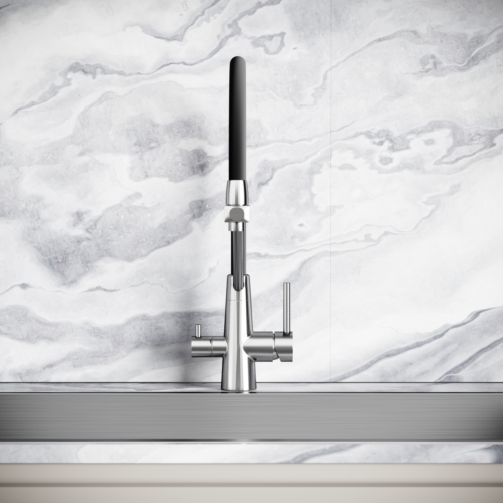 Смеситель дл кухни из нержавеющей стали Sancos Nolia, с крановм для фильтра и гибким изливом, арт. SC12003SS