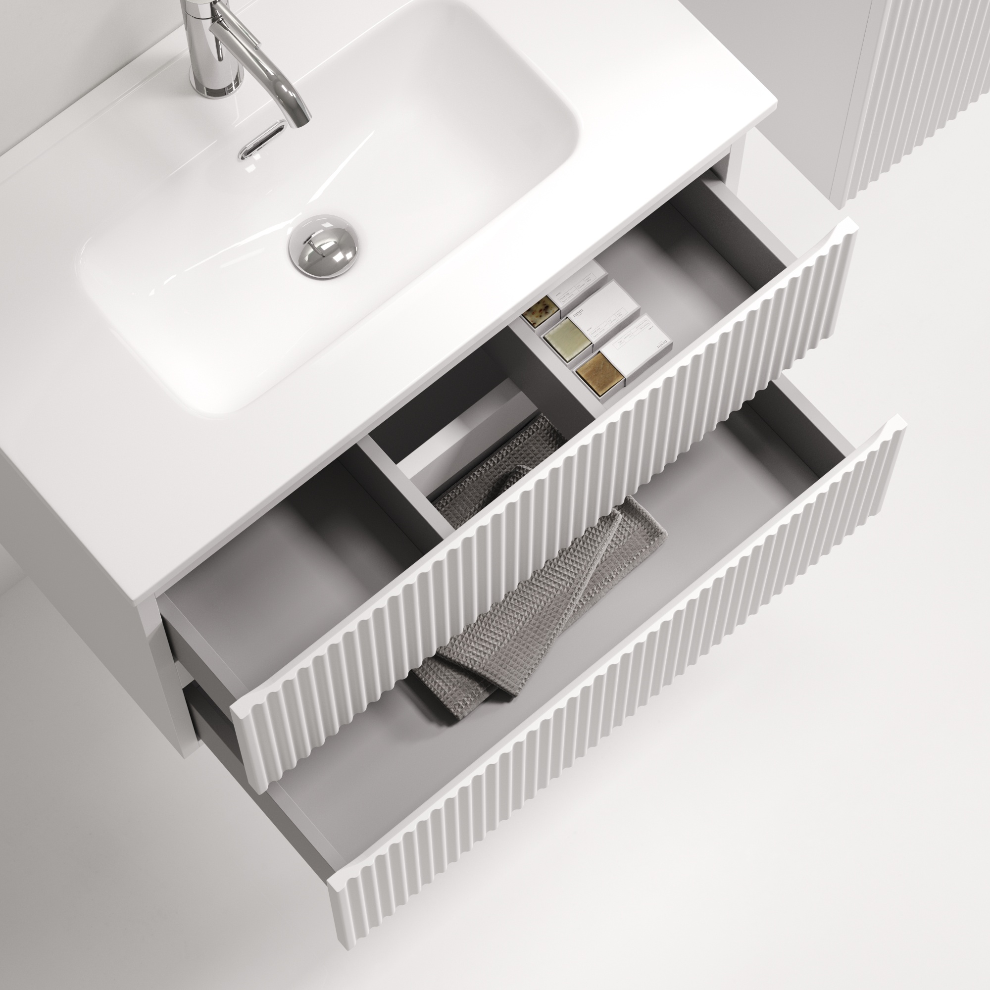 Тумба подвесная SANCOS Snob R 690х390х500, c двумя ящиками оснащенными доводчиками, Bianco, арт.SNR70/39W