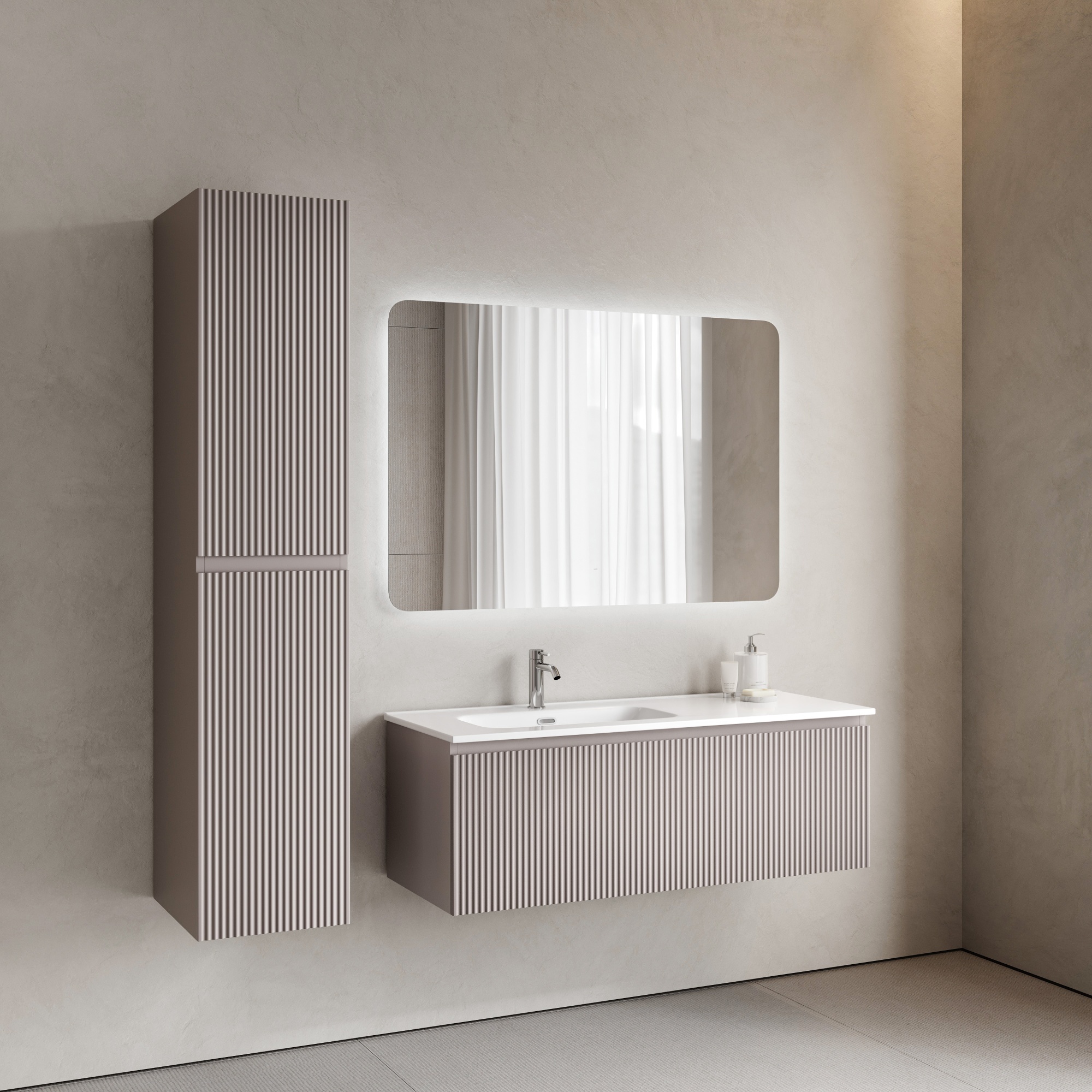 Тумба подвесная SANCOS Snob R 1.0 1195х445х406, c одним ящиком оснащенным доводчиками, Doha Soft , арт.SNR1.0120LSM