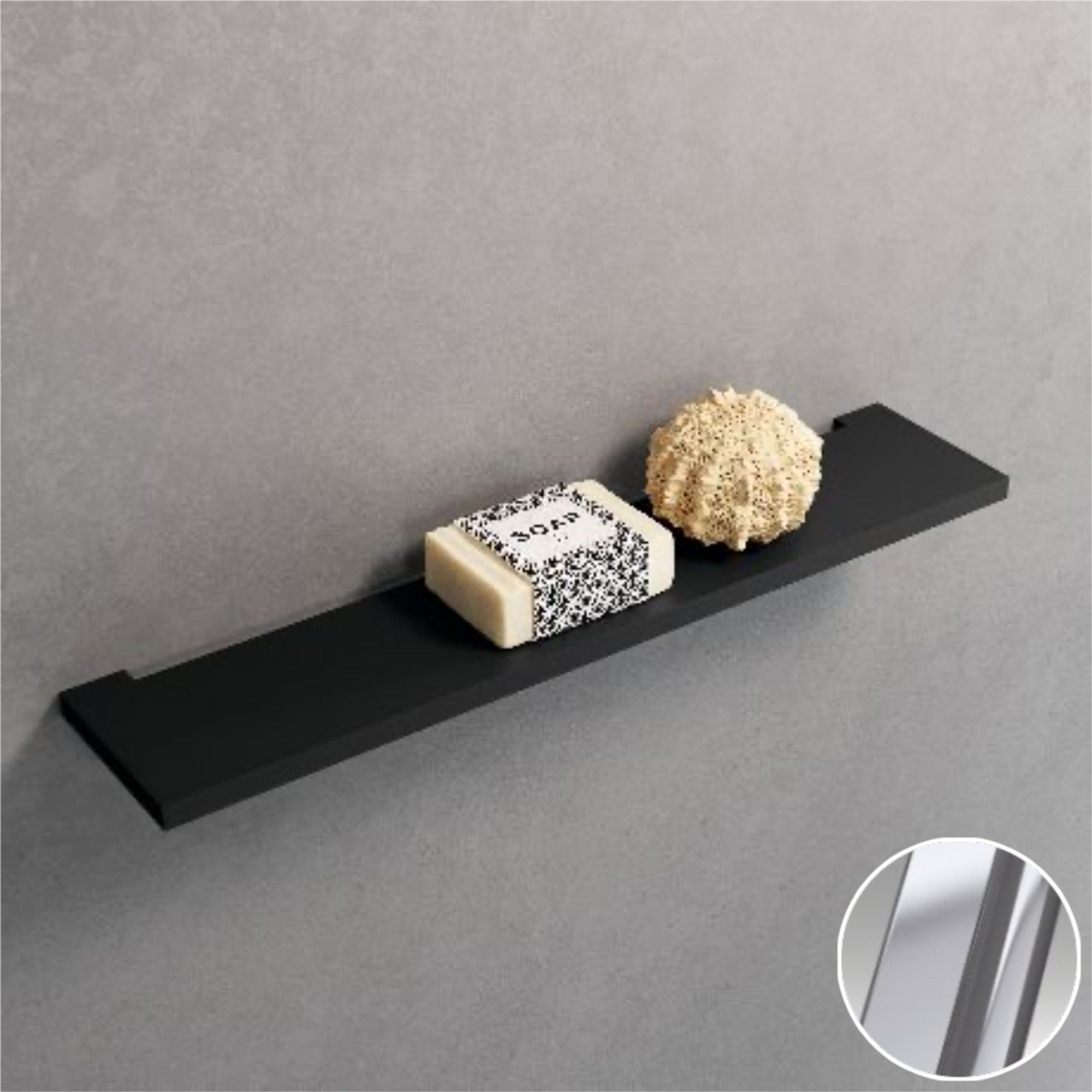 Полка 30 см novellini frame r90akfme30-b, цвет silver