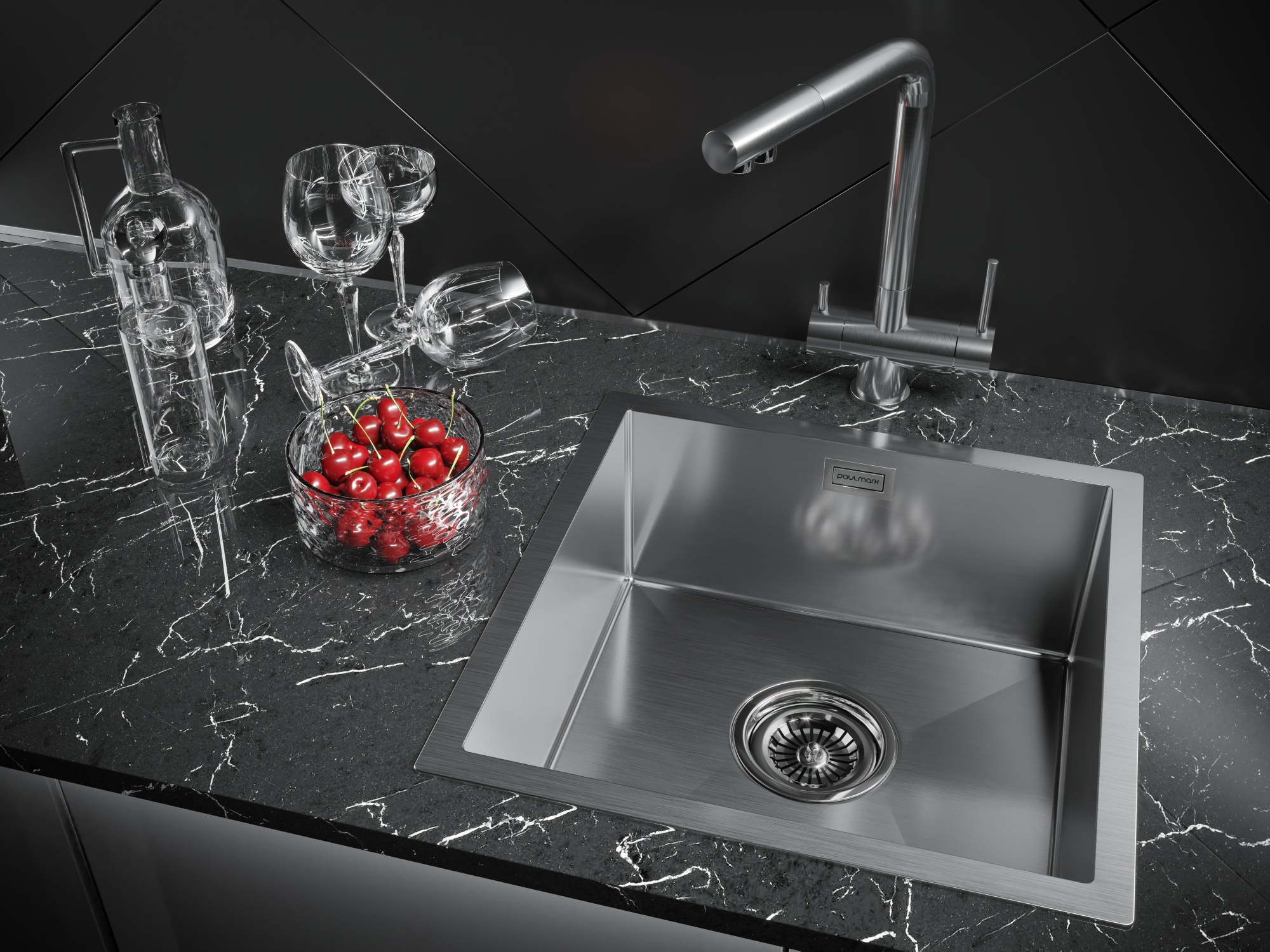 Мойка нерж. сталь aisi304 aller 44 uni, pm904444-bs, брашированная нерж.сталь, 440х440мм, starke-paulmark