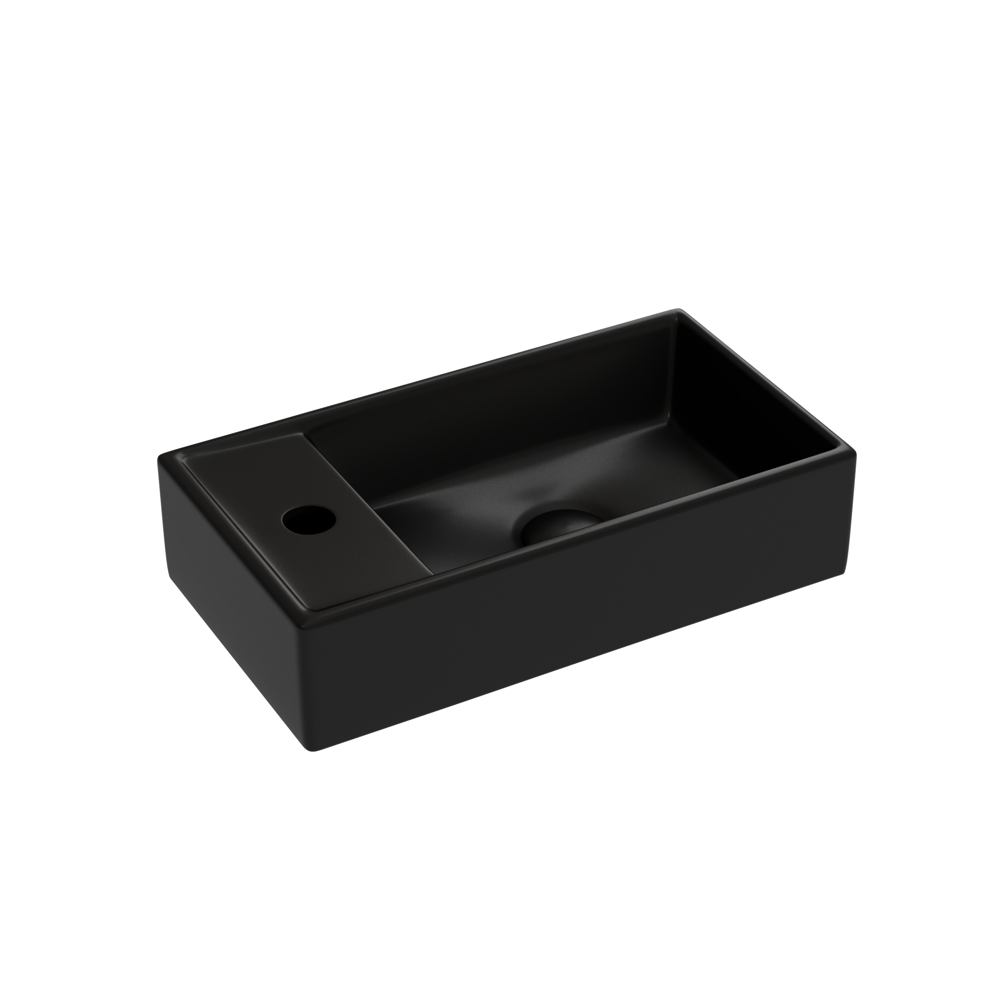 Умывальник подвесной прямоугольный (чаша справа, отверстие под смеситель слева) цвет черный матовый element 407x217x100
