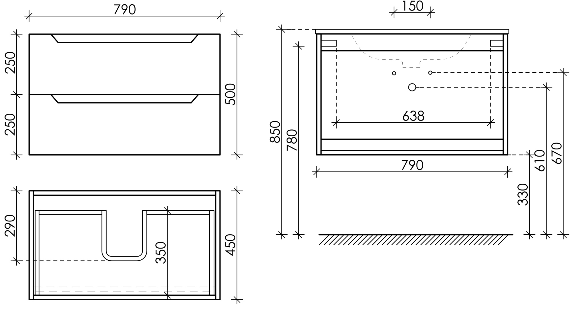 Тумба подвесная sancos norma 2.0 790х450х500, c двумя ящиками оснащенными доводчиками, белый глянец , арт. nr2.080w