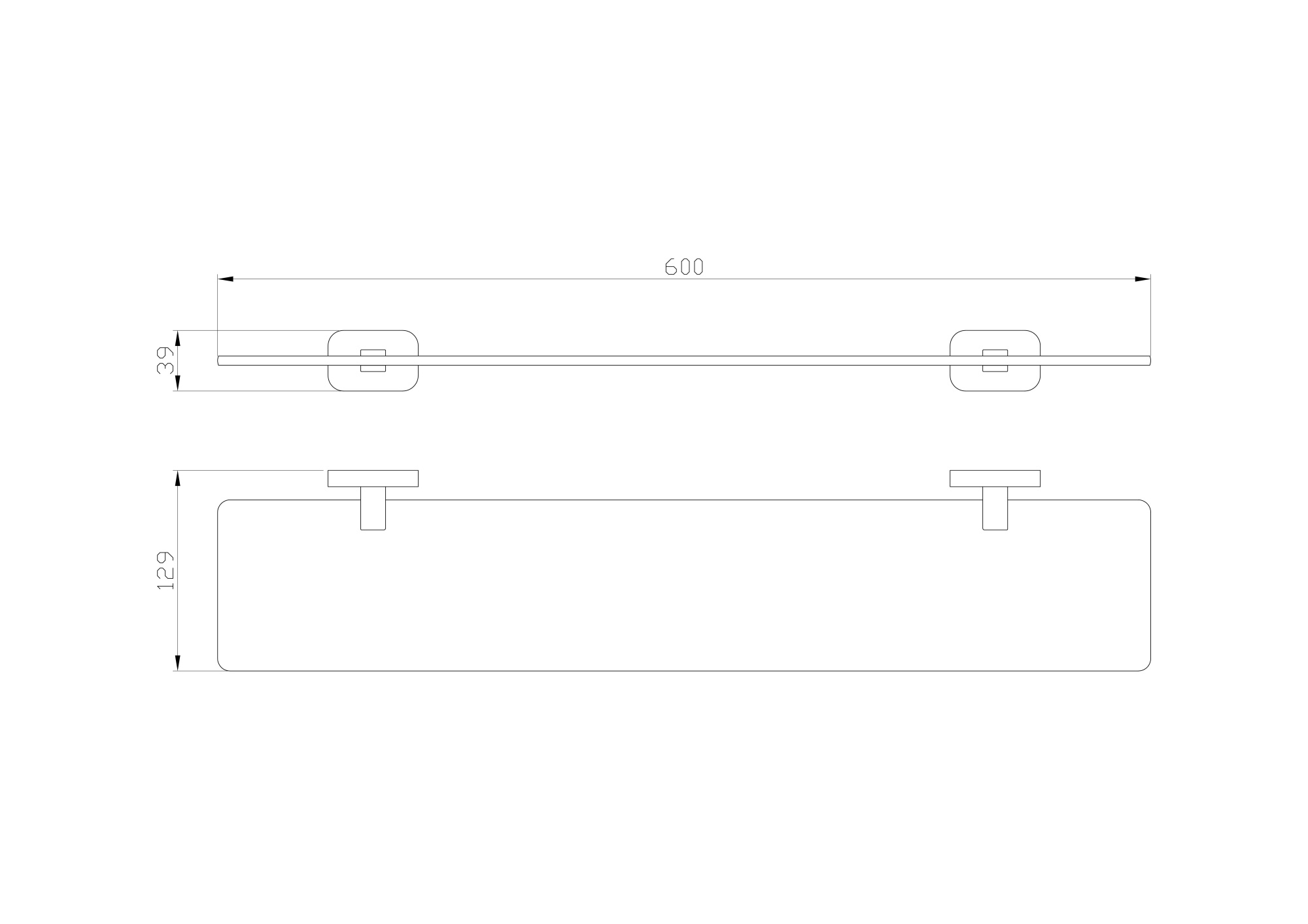 Стеклянная полка для ванной wonzon & woghand graffity, темный графит (ww-9327-bgm)