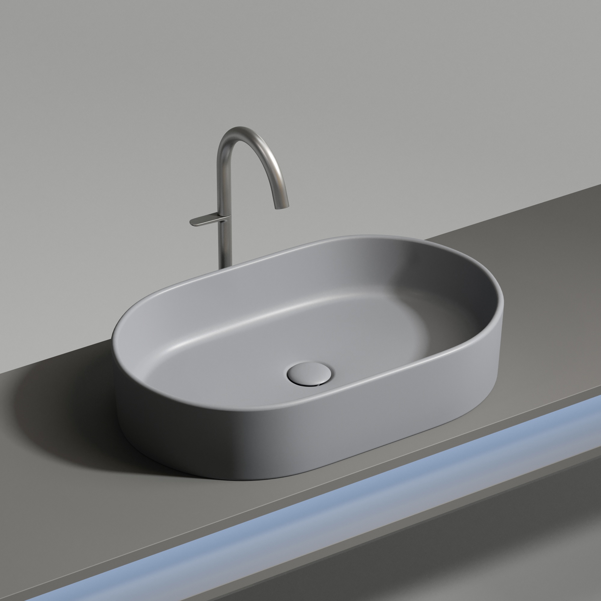 Умывальник чаша накладная овальная (цвет антрацит матовый) element 608x385x122мм