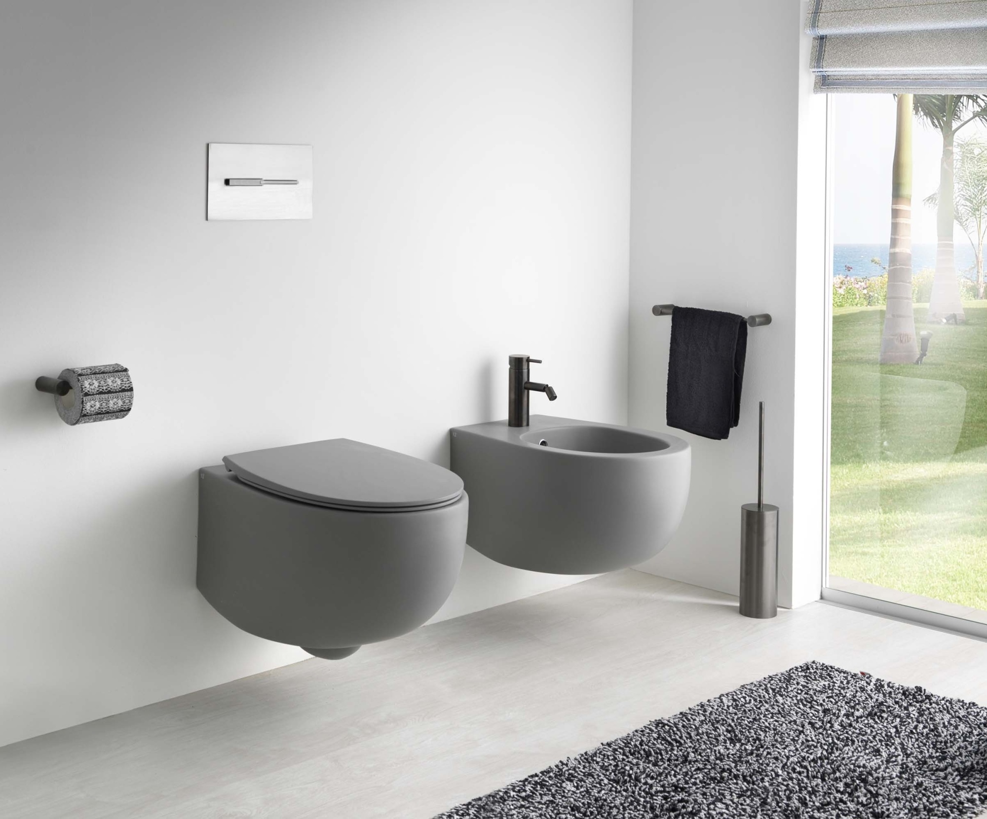 Унитаз подвесной безободковый aet dot 2.0, с креплениями, цвет серый матовый s555t0r0v6116