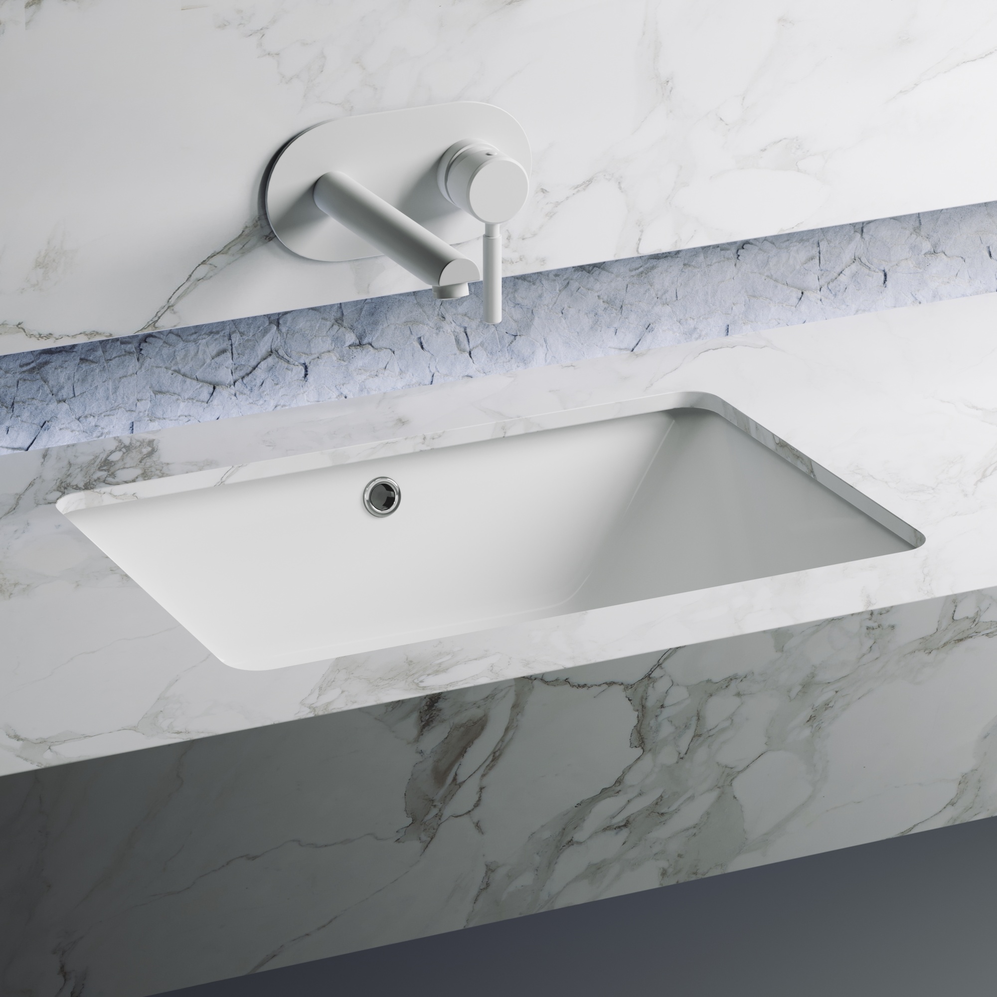 Умывальник прямоугольный встраиваемый под столешницу element 550x400x185мм, с крепежом и шаблоном для установки