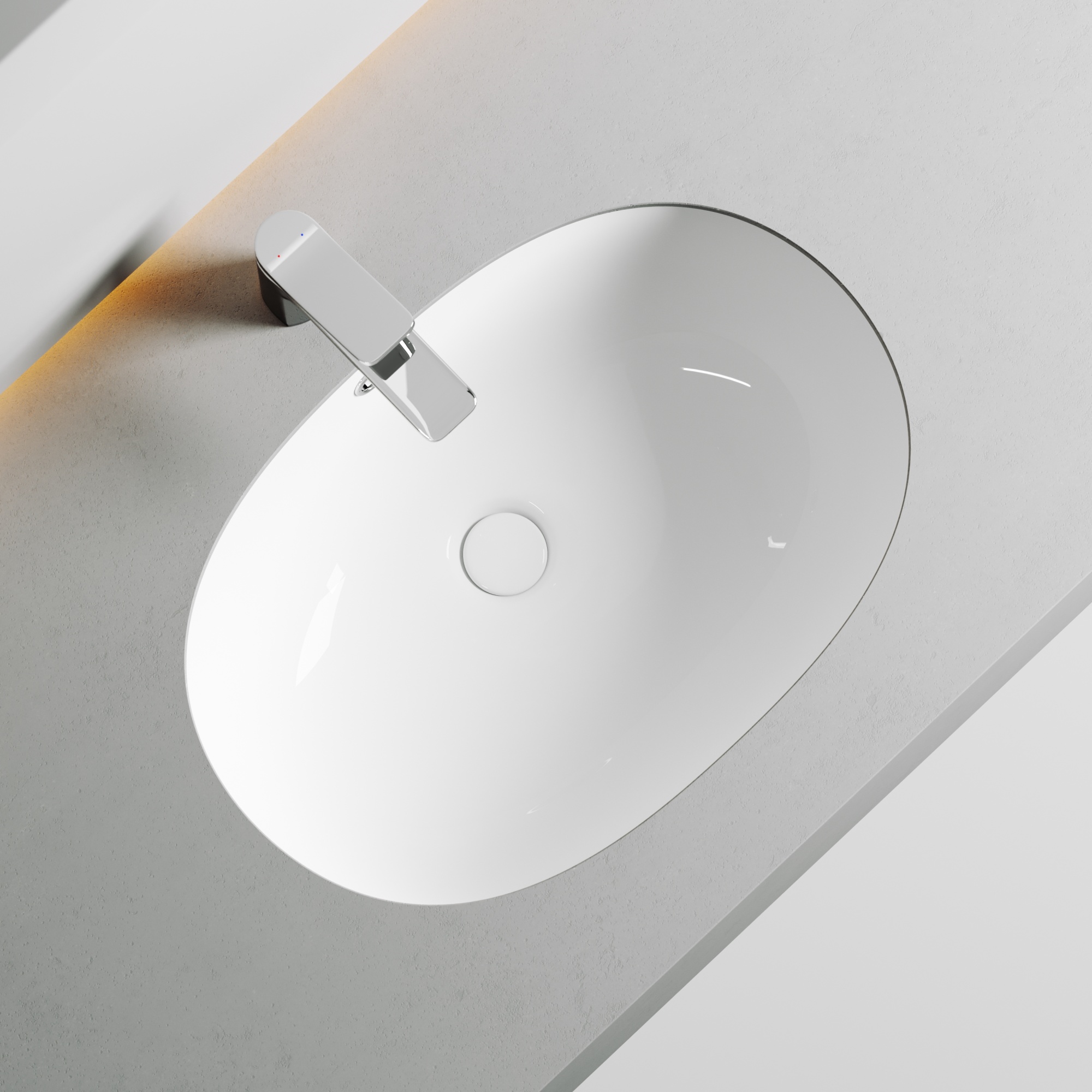 Умывальник овальный встраиваемый под столешницу element 565x385x210мм, с крепежом и шаблоном для установки