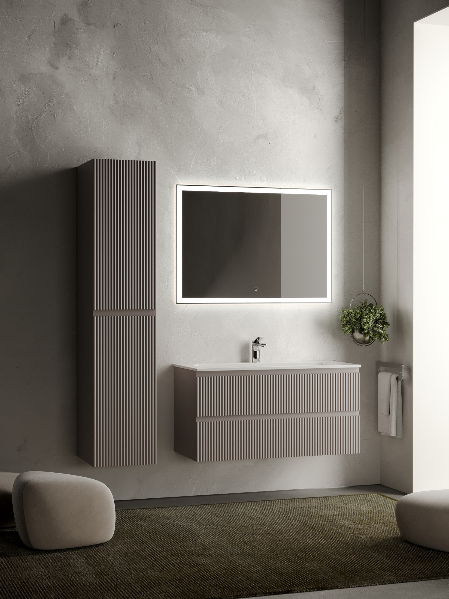 Тумба подвесная sancos snob r 995х445х500, c двумя ящиками оснащенными доводчиками, doha soft, арт.snr100sm