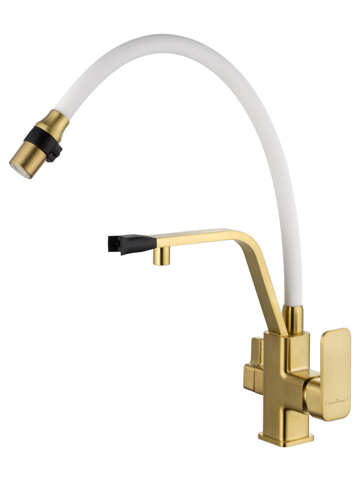 Смеситель для кухни с гибким изливом и подключением фильтра wonzon & woghand, брашированное золото (ww-88458013-bg(mw))
