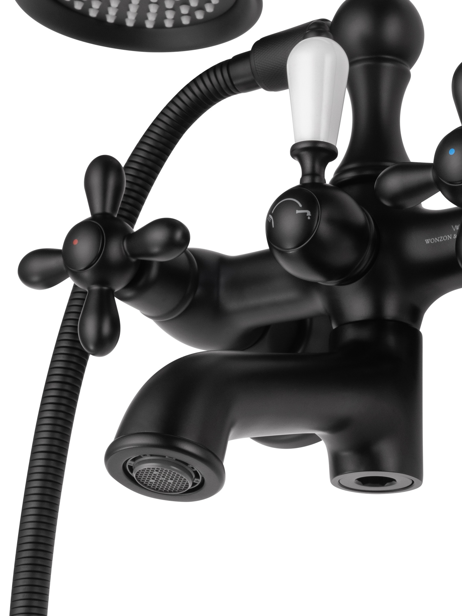 Смеситель для ванны с душем wonzon & woghand retro, черный матовый (ww-88639020-mb)