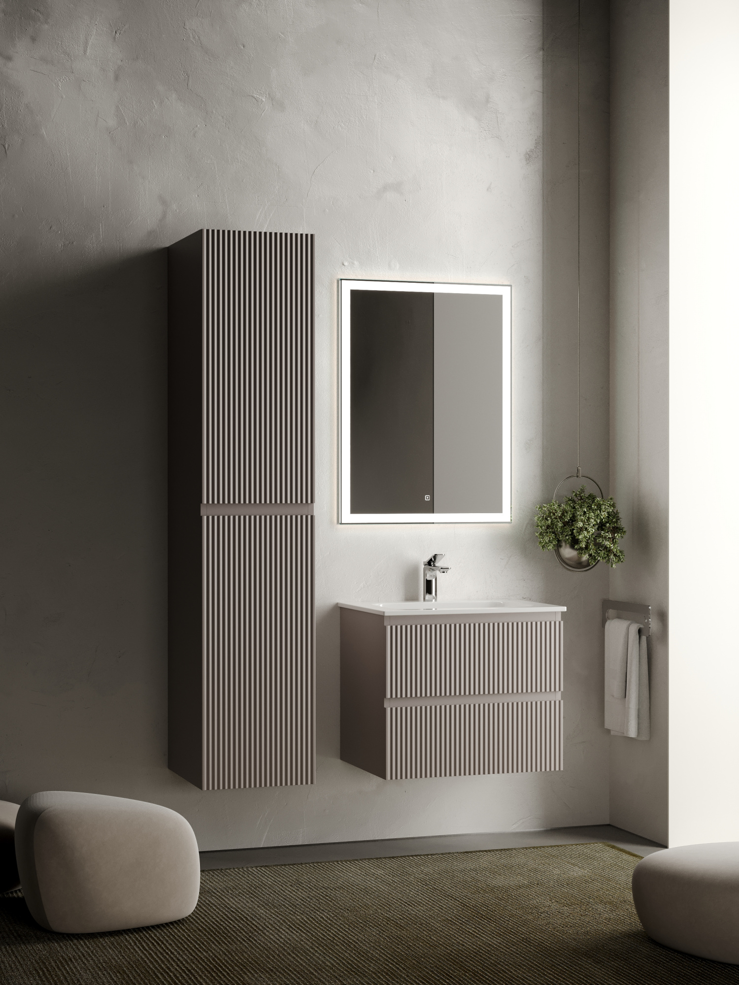 Тумба подвесная sancos snob r 590х445х500, c двумя ящиками оснащенными доводчиками, doha soft, арт.snr60sm