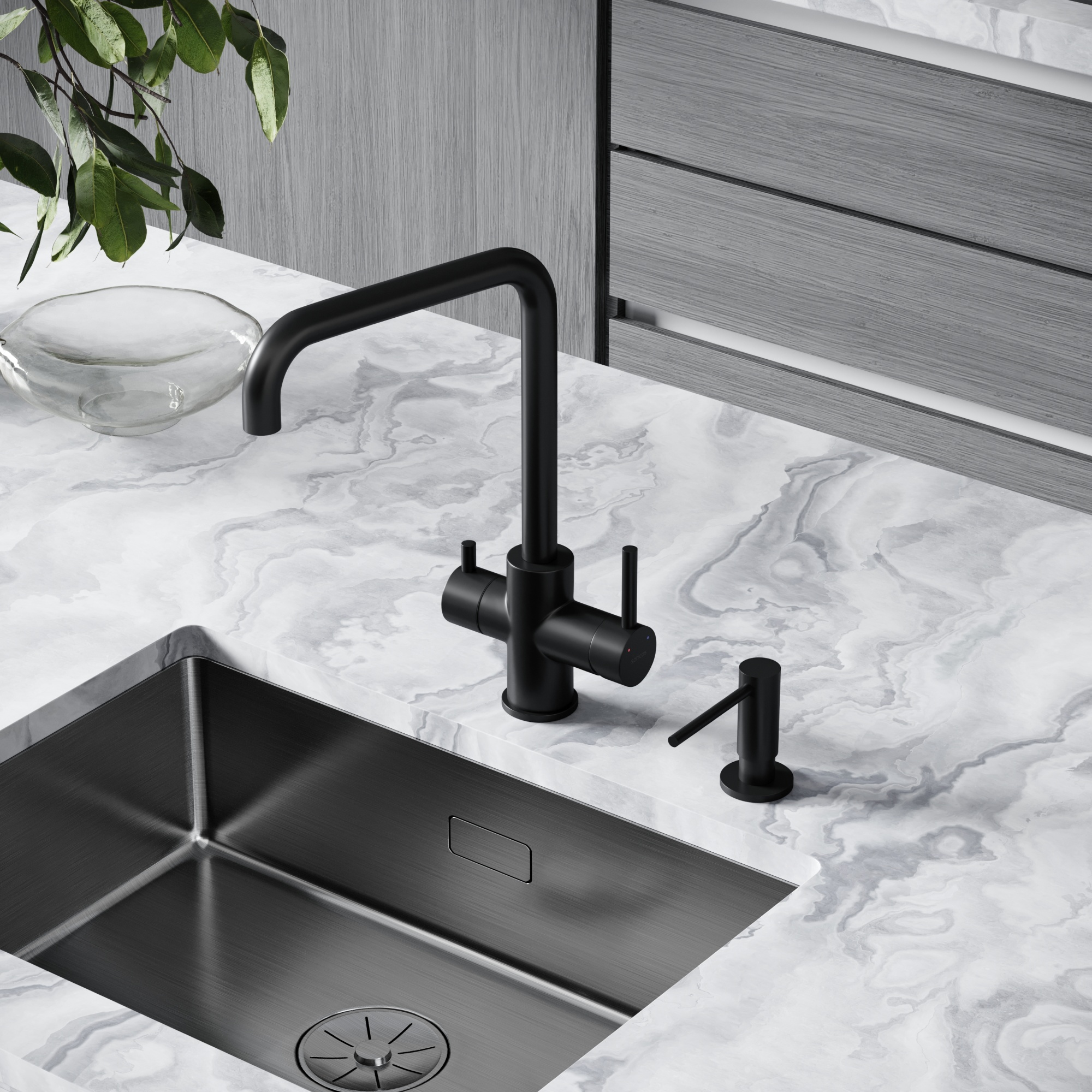 Смеситель для кухни SANCOS Vela с возможностью подключения фильтра для воды, цвет черный матовый, арт. SC4013MB