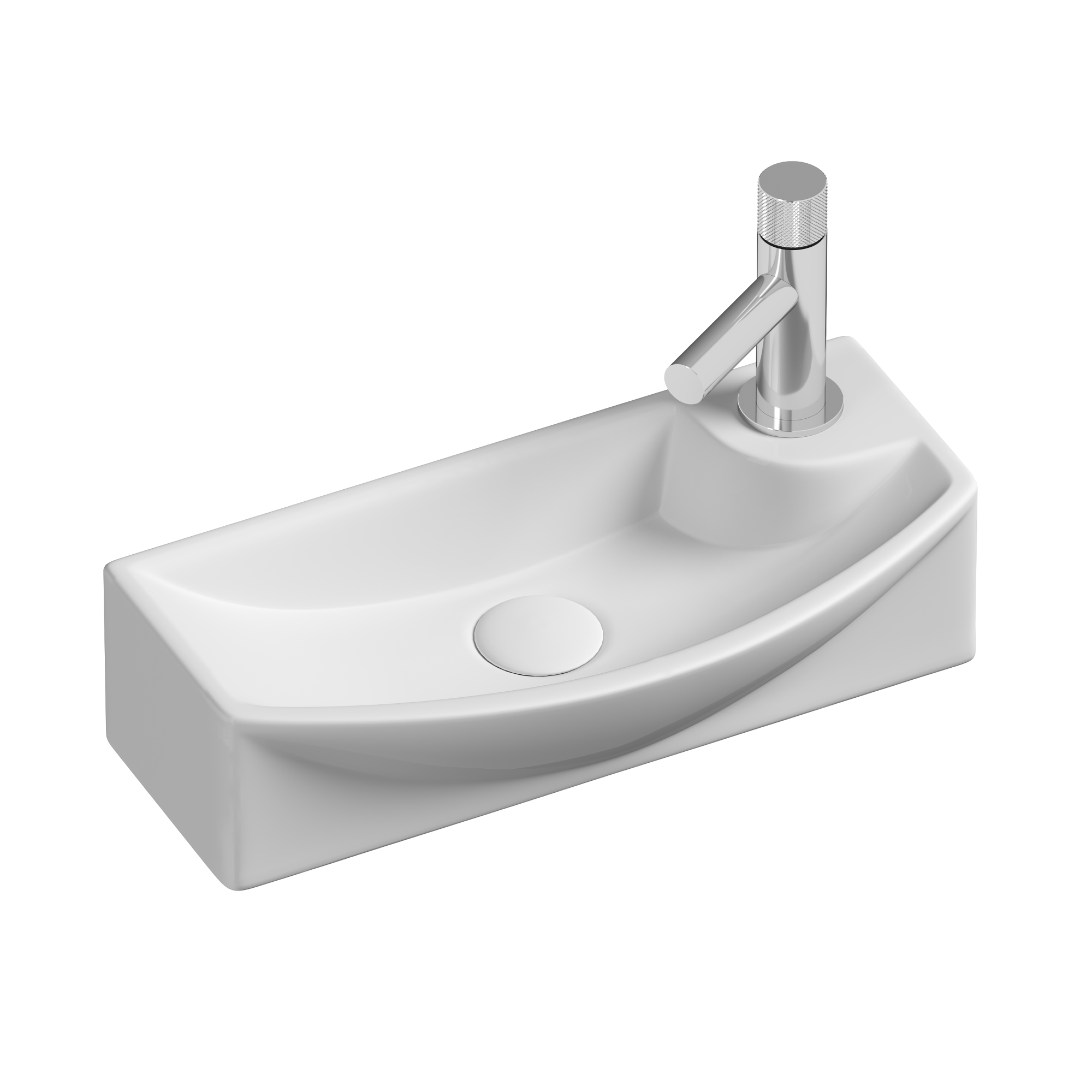 Умывальник подвесной прямоугольный  с крепежом (чаша слева, отверстие под смеситель справа) element 455x220x130мм