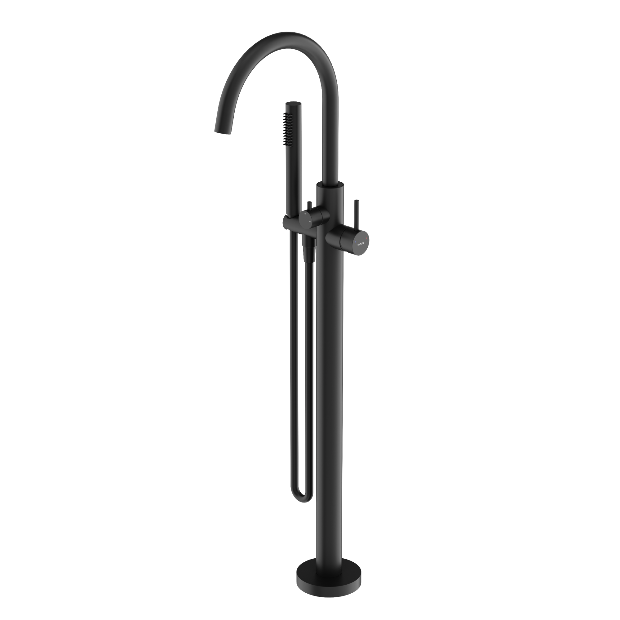 Смеситель для ванны напольный sancos etna, черный матовый, арт. sc9009mb