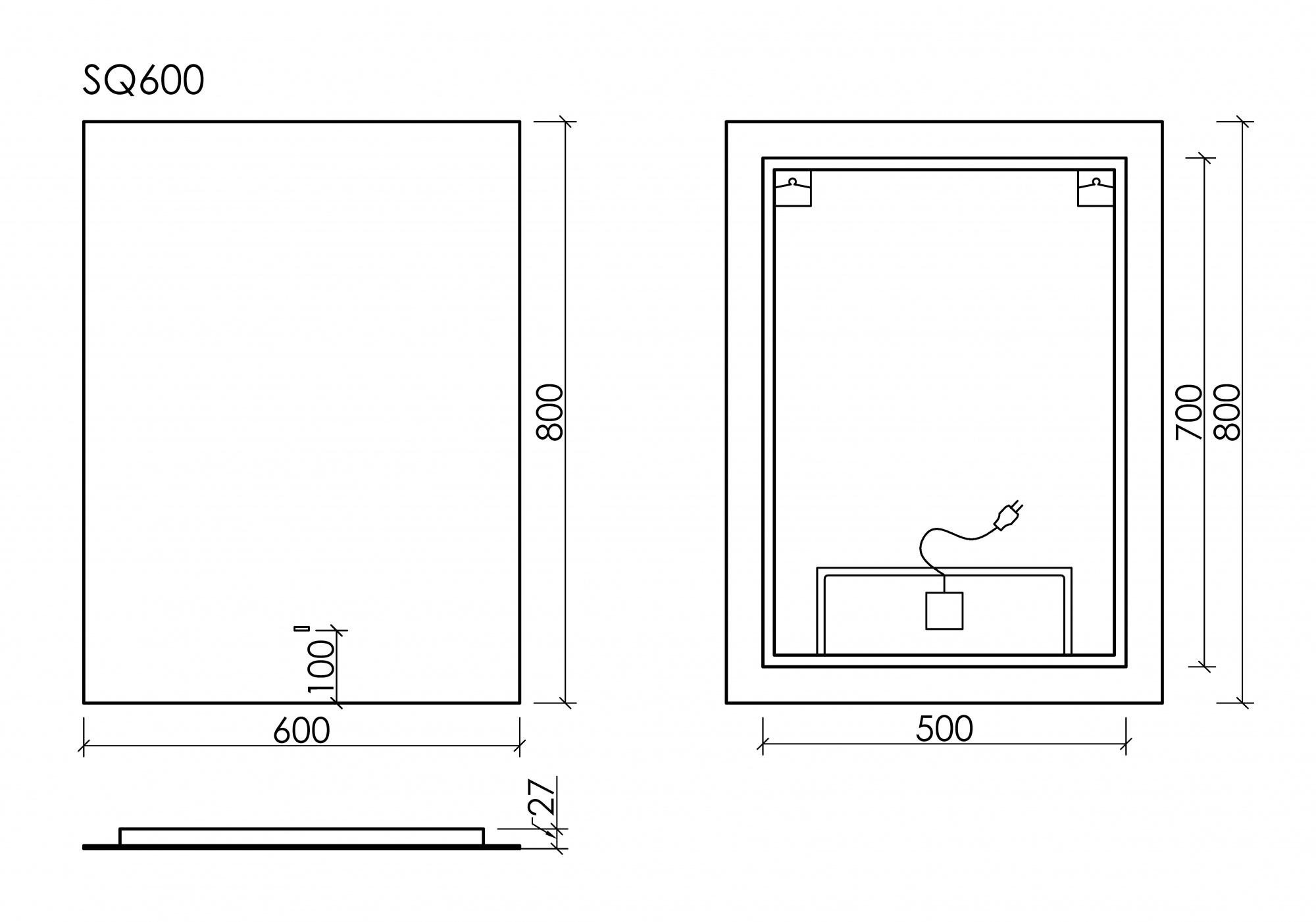 Зеркало для ванной комнаты sancos square 600х800 с подсветкой, арт. sq600
