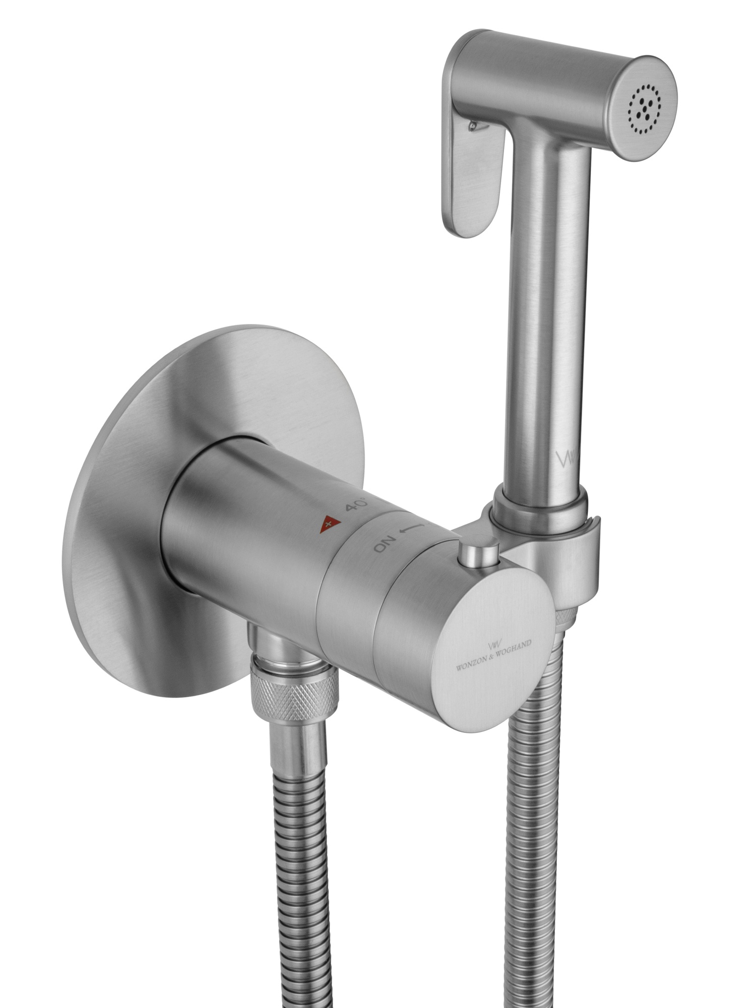 Смеситель с гигиеническим душем и термостатом встраиваемый wonzon & woghand, брашированный никель (ww-88829909-bn)