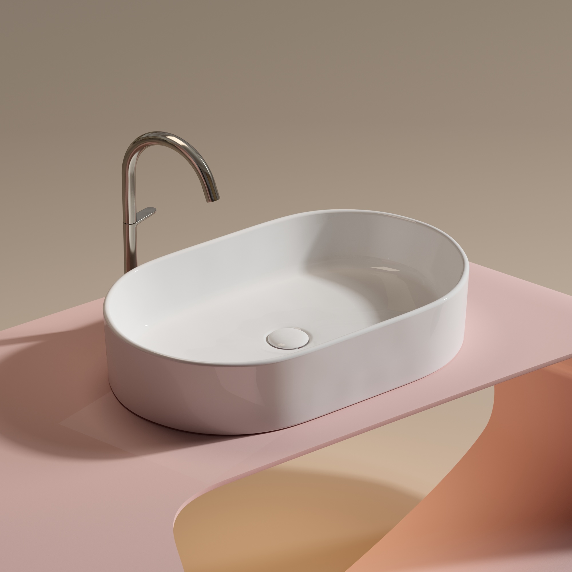 Умывальник чаша накладная овальная element 608x385x122мм
