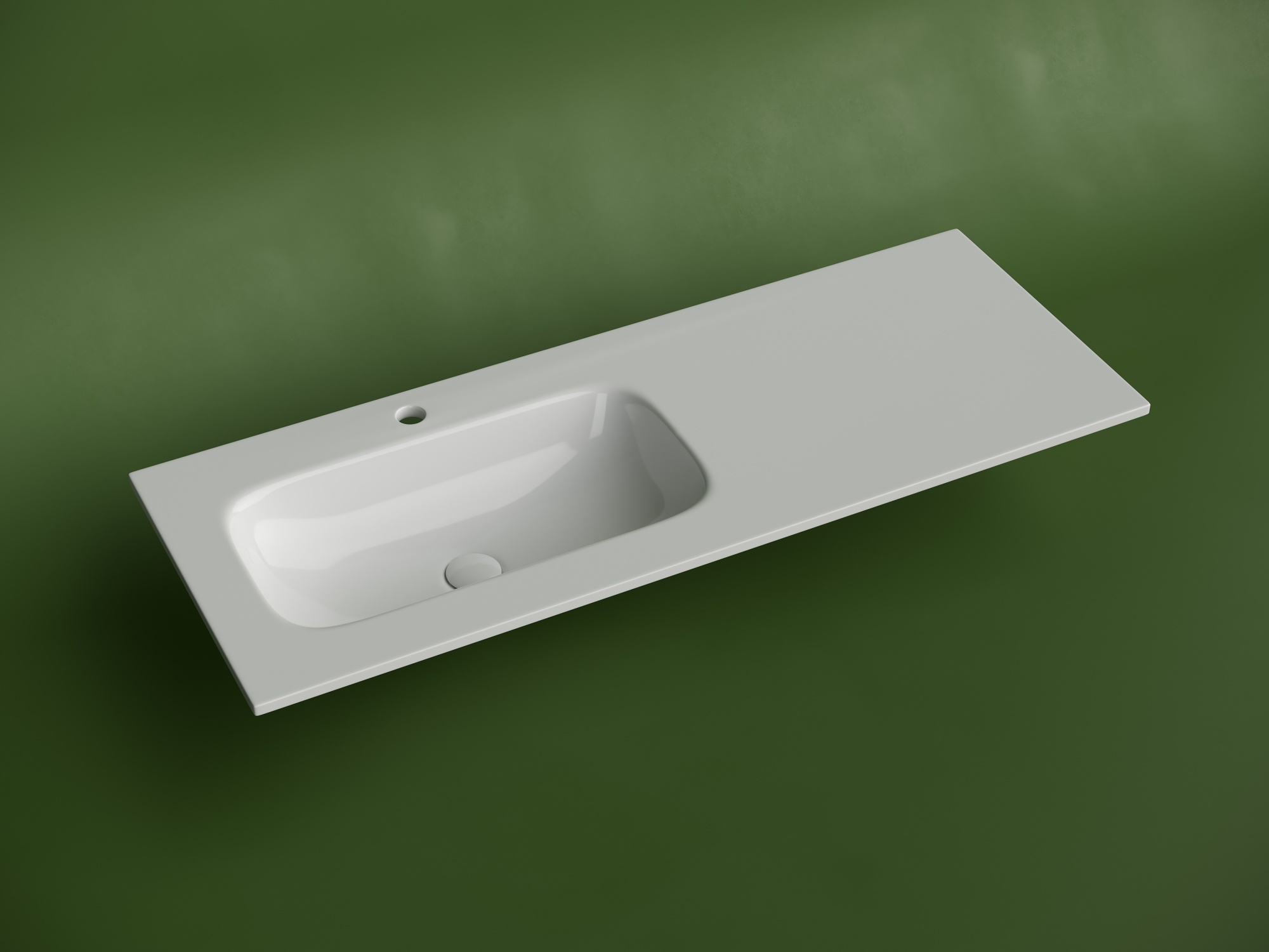 Раковина накладная мебельная grace прямоугольная 1210x457x137 с чашей слева и отверстием под смеситель цвет белый cn7020