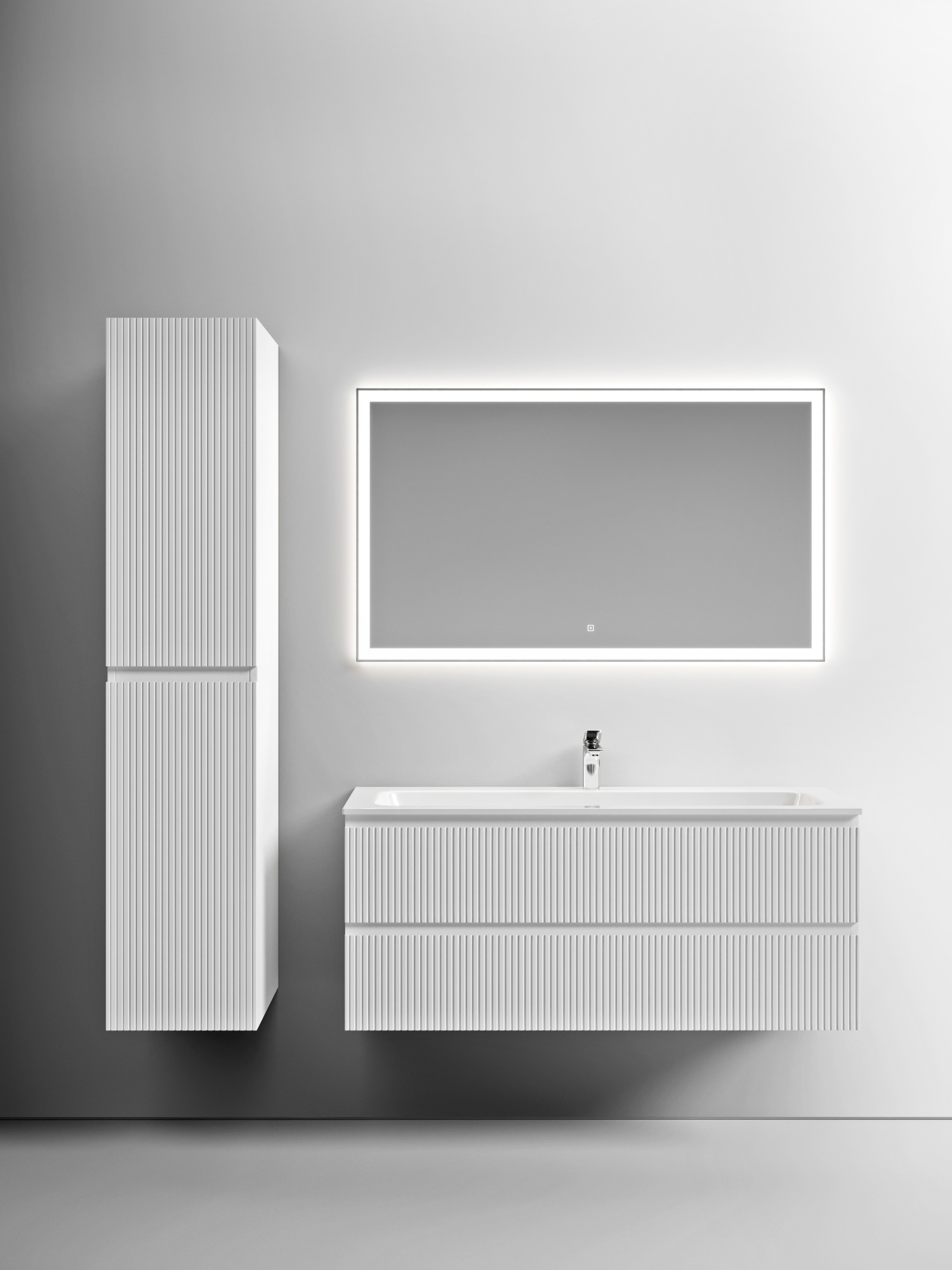 Тумба подвесная sancos snob t 1195х445х500, c двумя ящиками оснащенными доводчиками, bianco, арт.snt120w