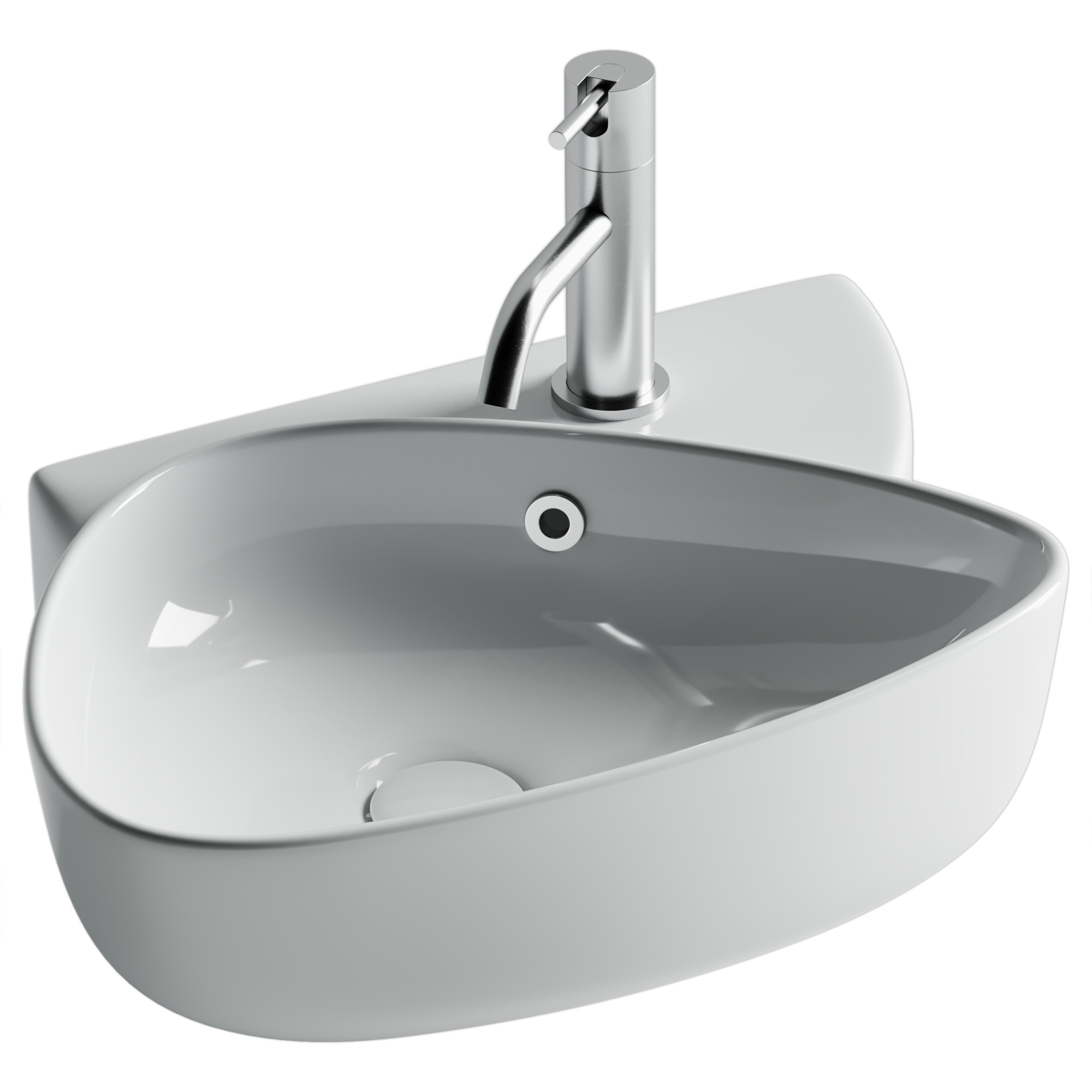 Раковина подвесная с отверстием под смеситель, 495x350x155, цвет белый