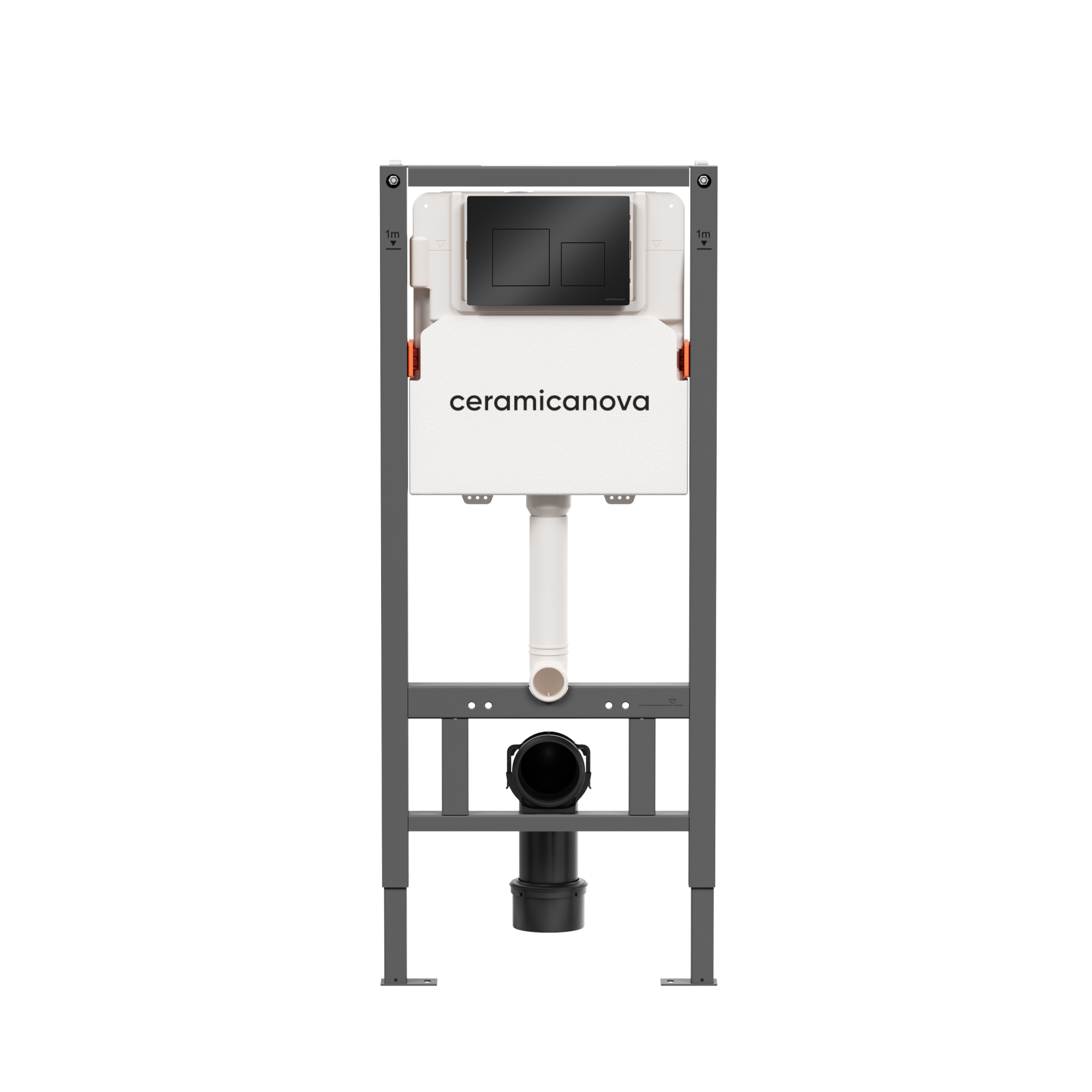 Система инсталляции для унитазов ceramicanova balance с кнопкой смыва square, цвет черный матовый, с креплениями, арт. cn121002mb