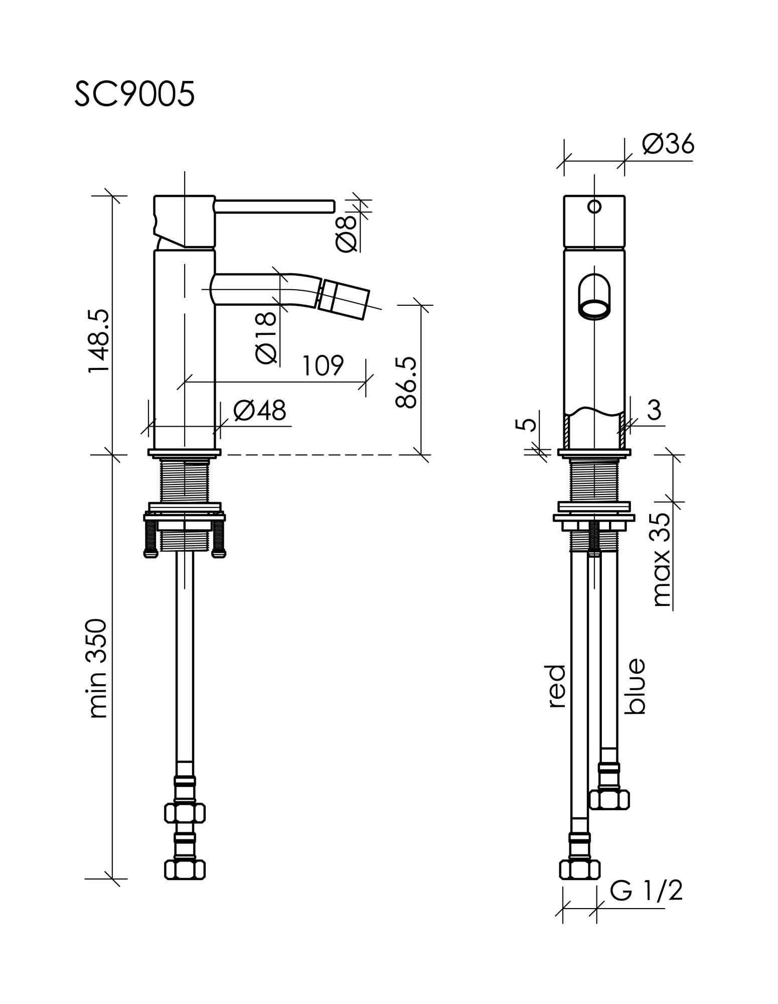 Смеситель для биде sancos etna, хром, арт. sc9005ch