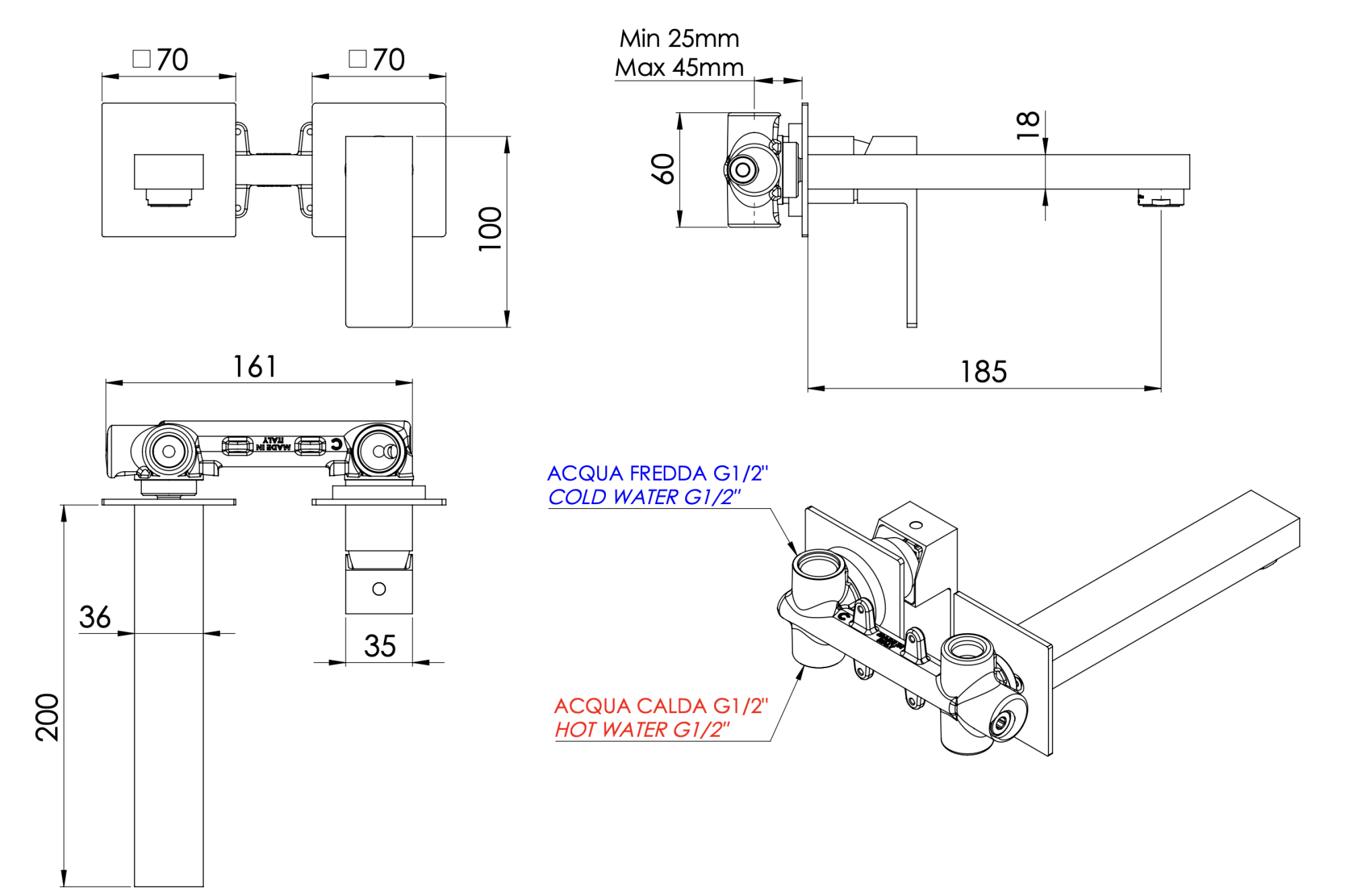 Смеситель для раковины mariani rebel b00565rep