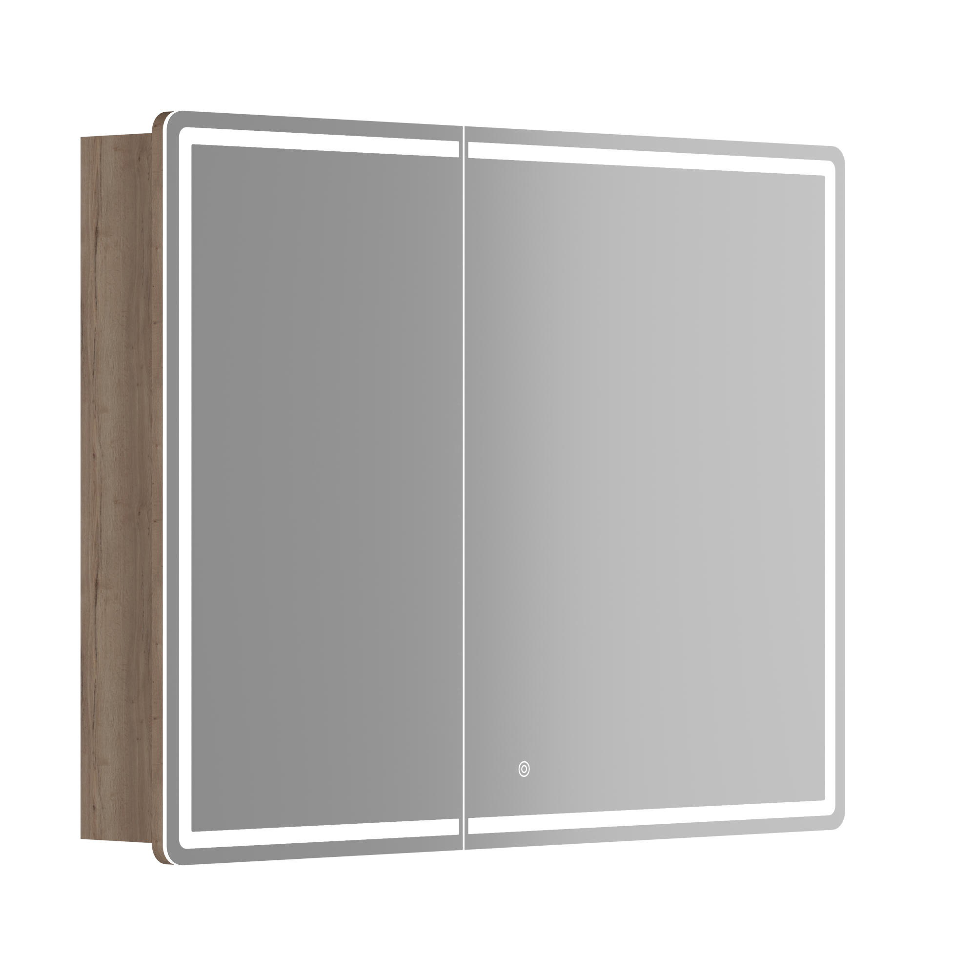 Зеркальный шкаф для ванной комнаты sancos mirror 990x150х740 мм, с led подсветкой, цвет дуб галифакс натуральный, арт. mi100eg