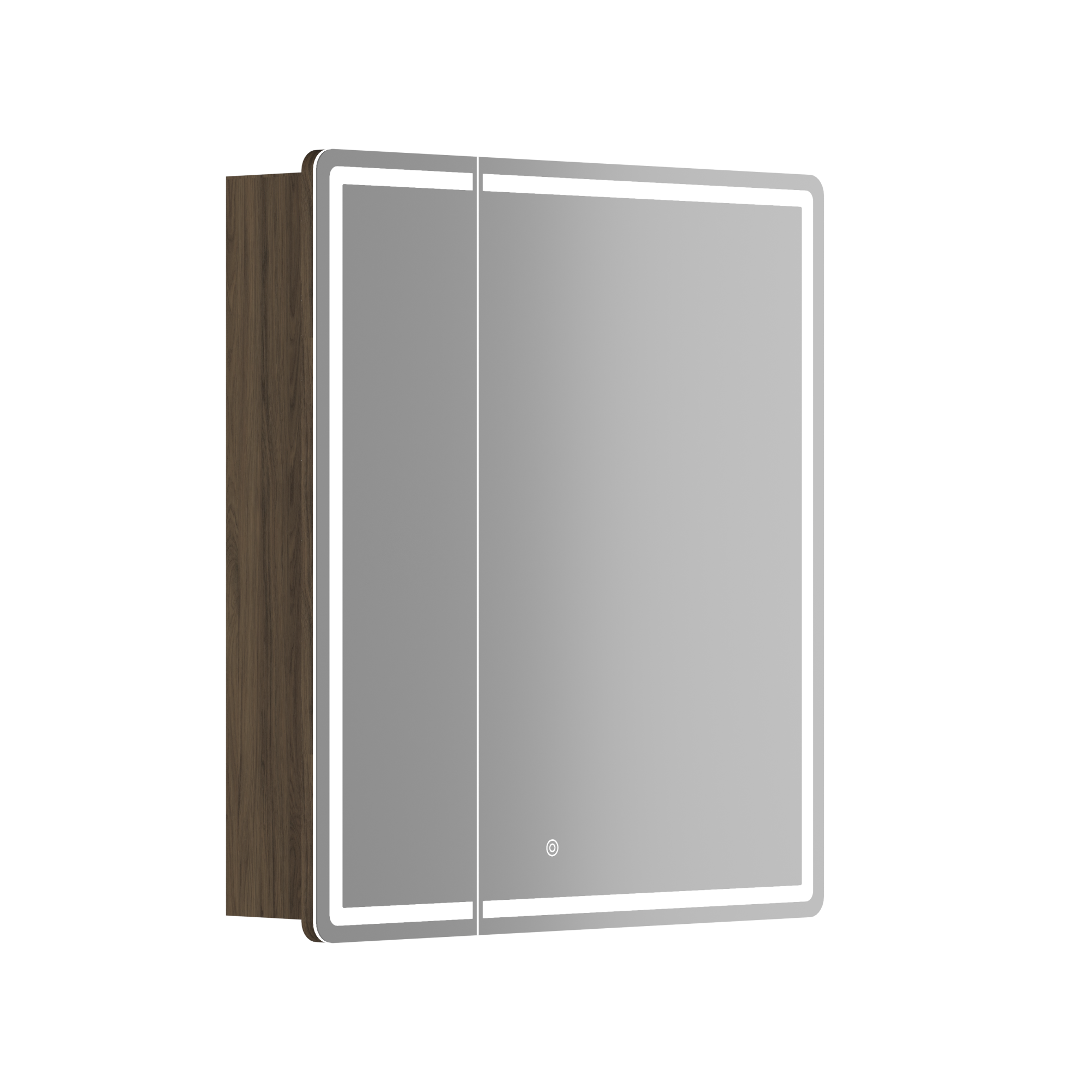 Зеркальный шкаф для ванной комнаты sancos mirror 690x150х740 мм, с led подсветкой, цвет дуб чарльстон, с розеткой, арт. mi70ech