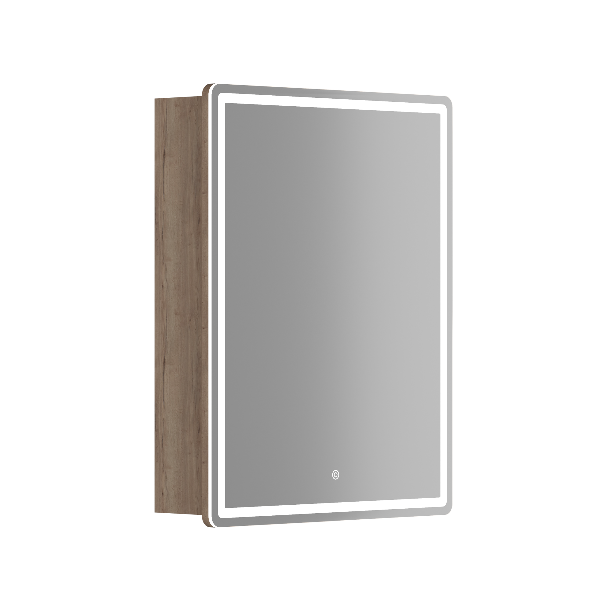 Зеркальный шкаф для ванной комнаты sancos mirror 590x150х740 мм, с led подсветкой, цвет дуб галифакс натуральный , арт. mi60eg