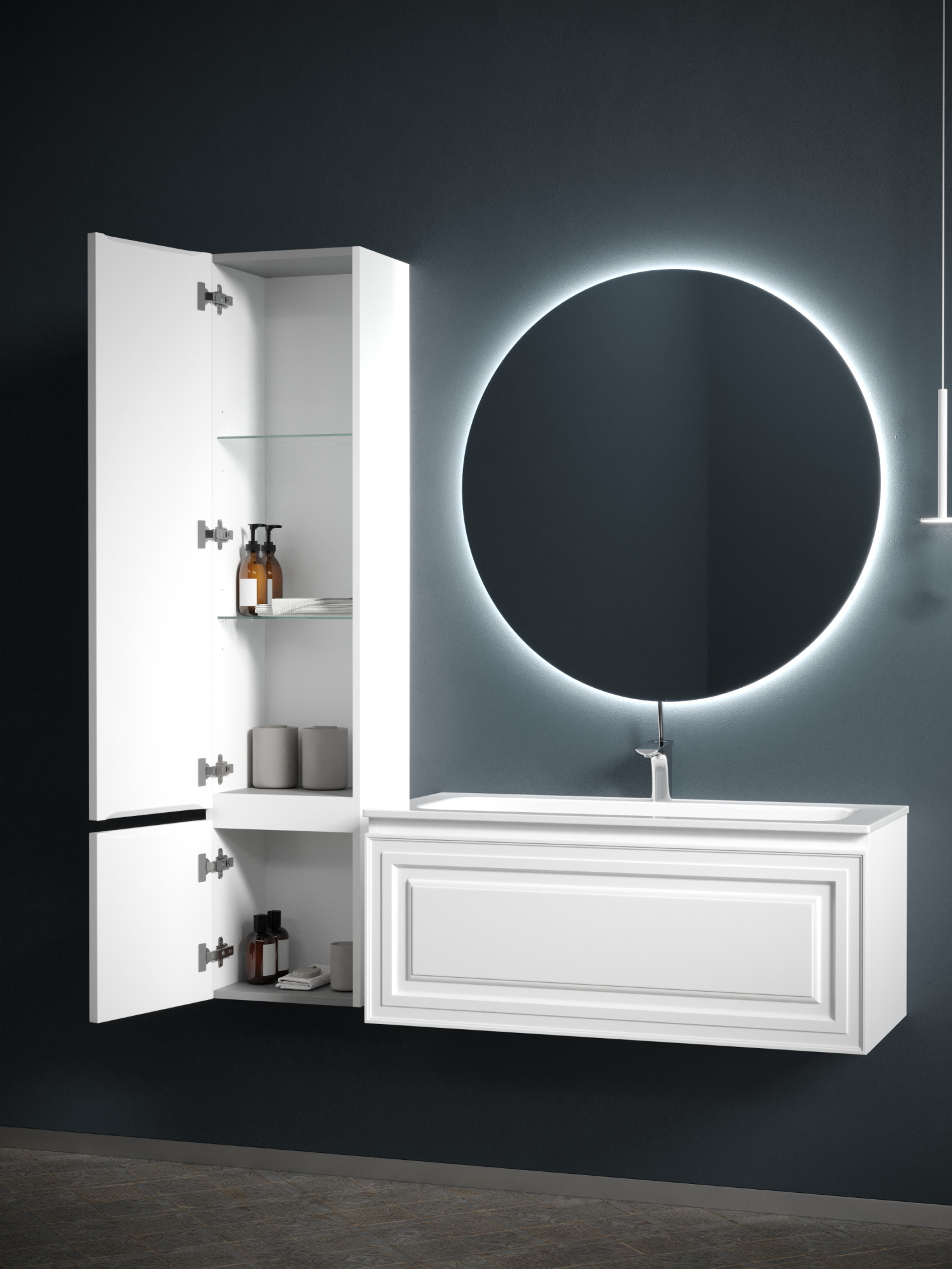 Шкаф-пенал sancos very подвесной левый,  bianco , 350х300х1600 мм, арт. pvr35lw