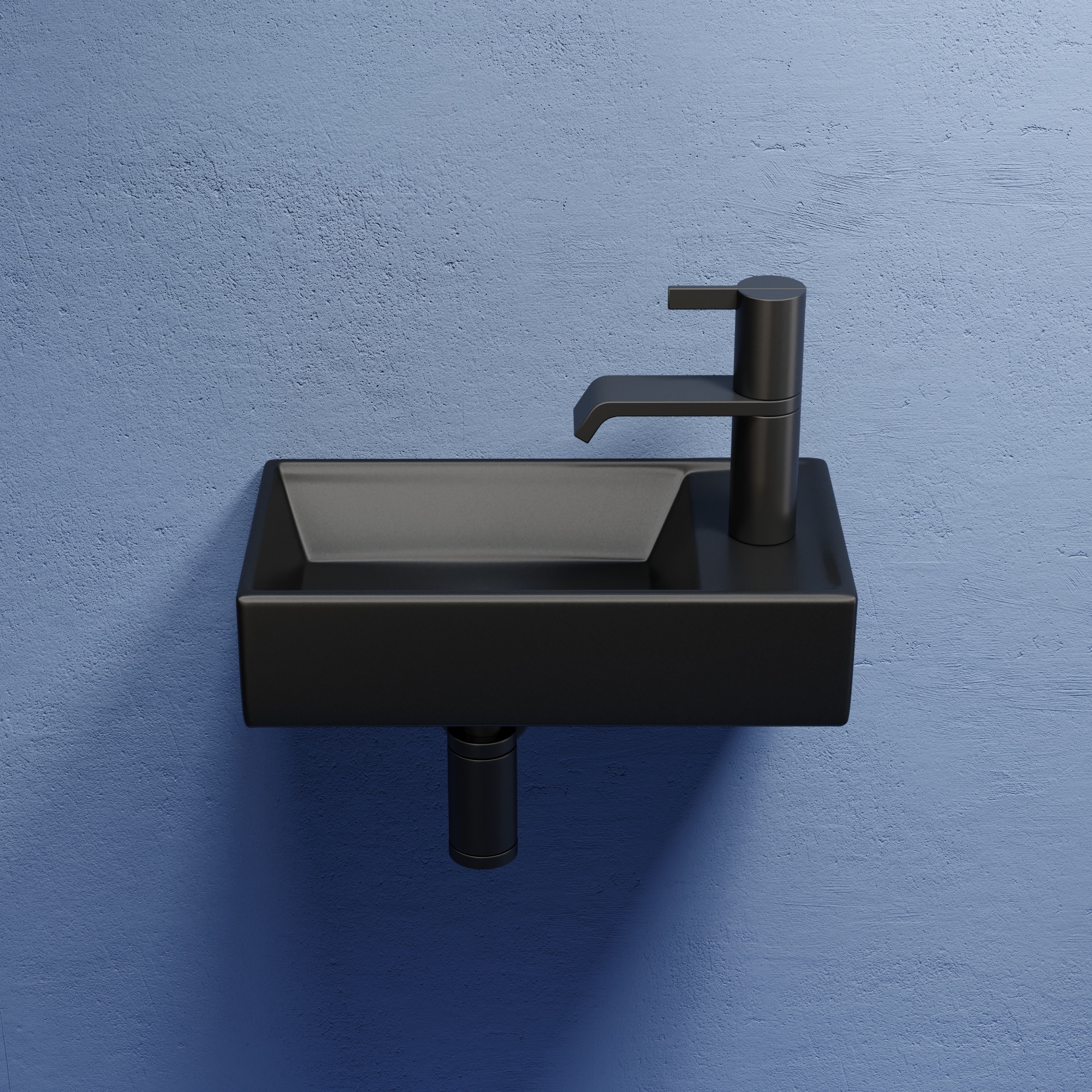 Умывальник подвесной прямоугольный (чаша слева, отверстие под смеситель справа) цвет черный матовый element 407x217x100