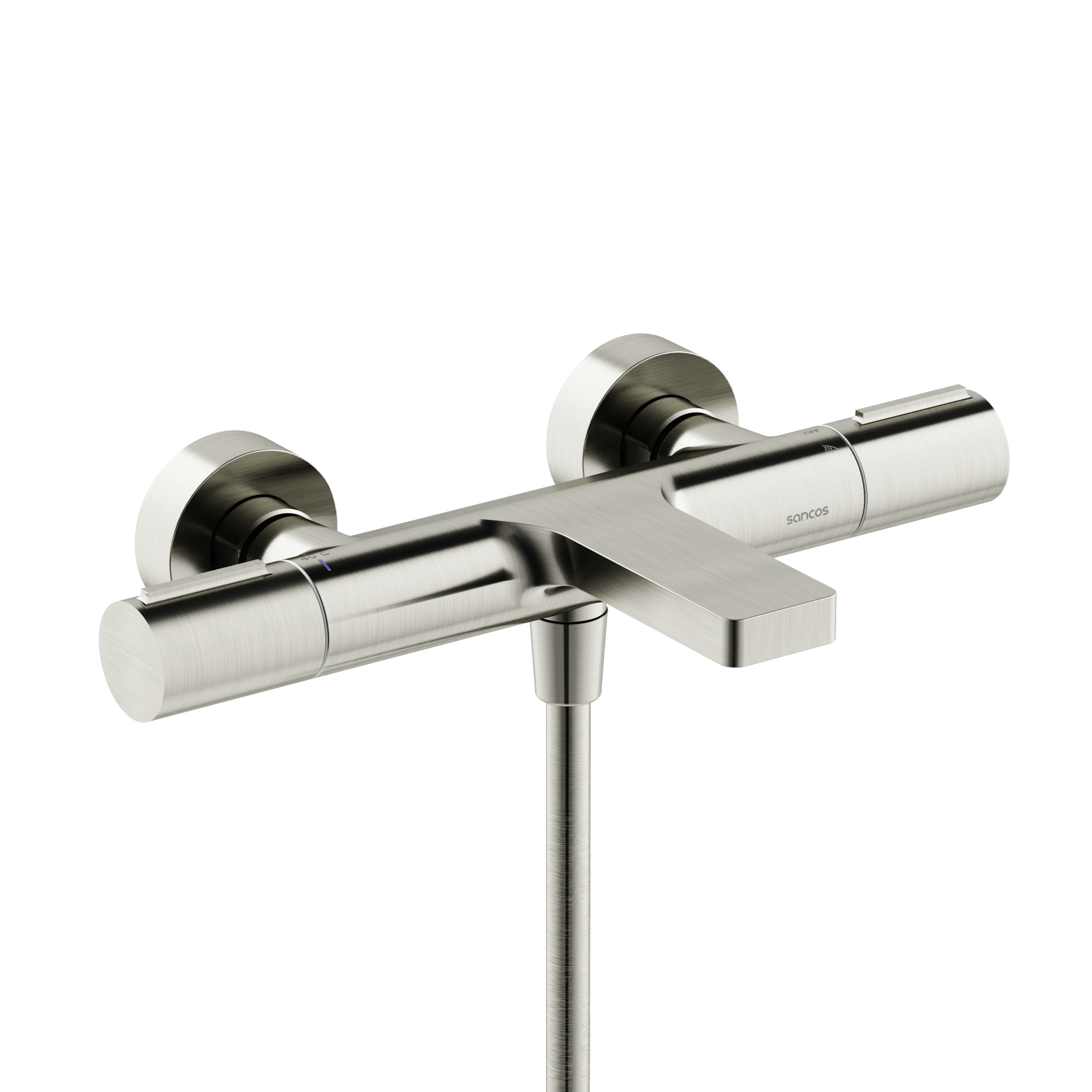 Термостатический смеситель для ванны и душа SANCOS Etna, брашированный никель, PVD покрытие, арт. SC9006BN