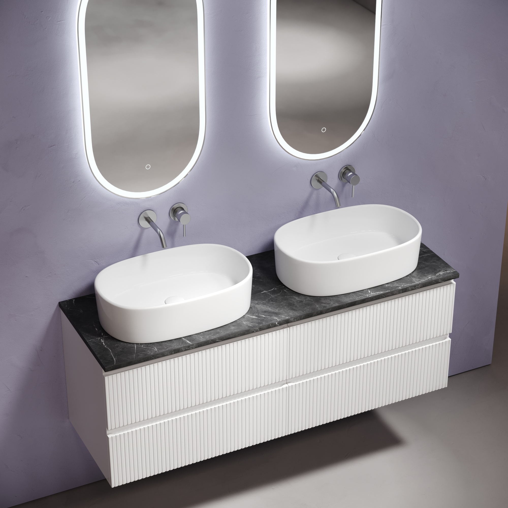 Столешница для ванной комнаты из керамогранита sancos black sky 1400х460 без отверстия под смеситель, арт.tt140a1