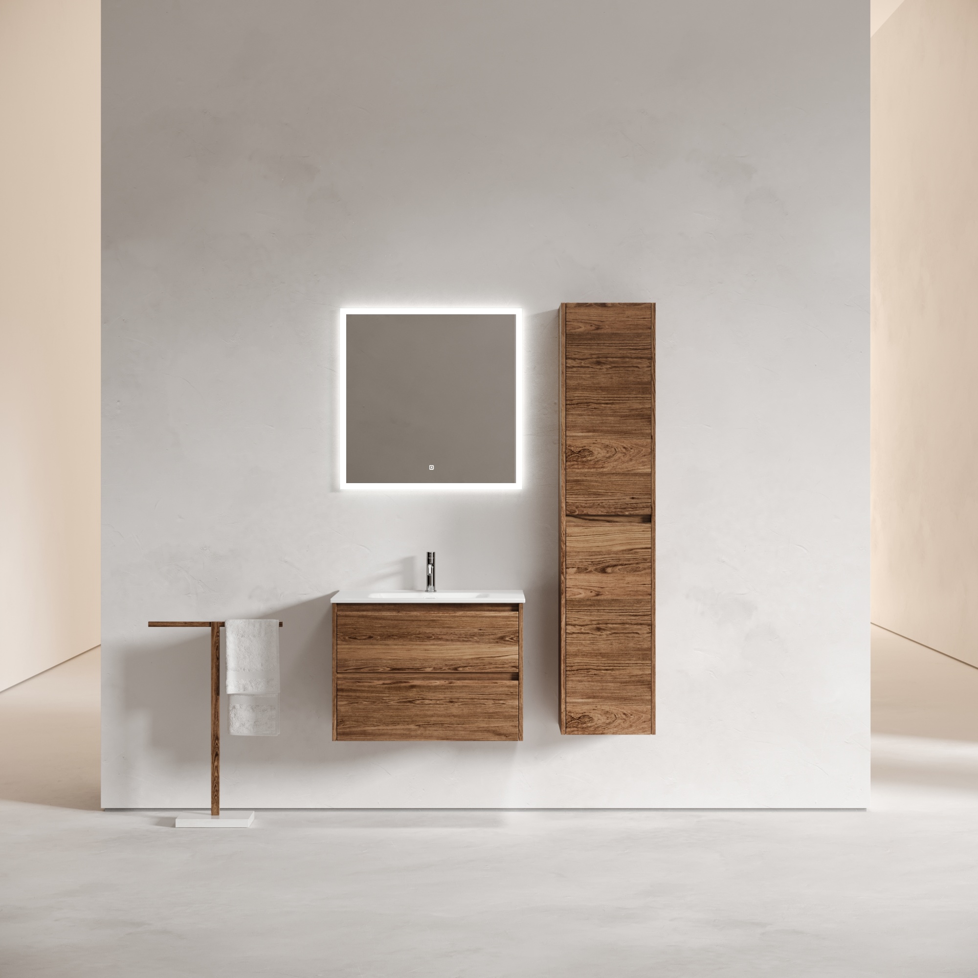 Тумба подвесная sancos libra 690х450х500, c двумя ящиками оснащенными доводчиками, дуб чарльстон, арт. lb70ech