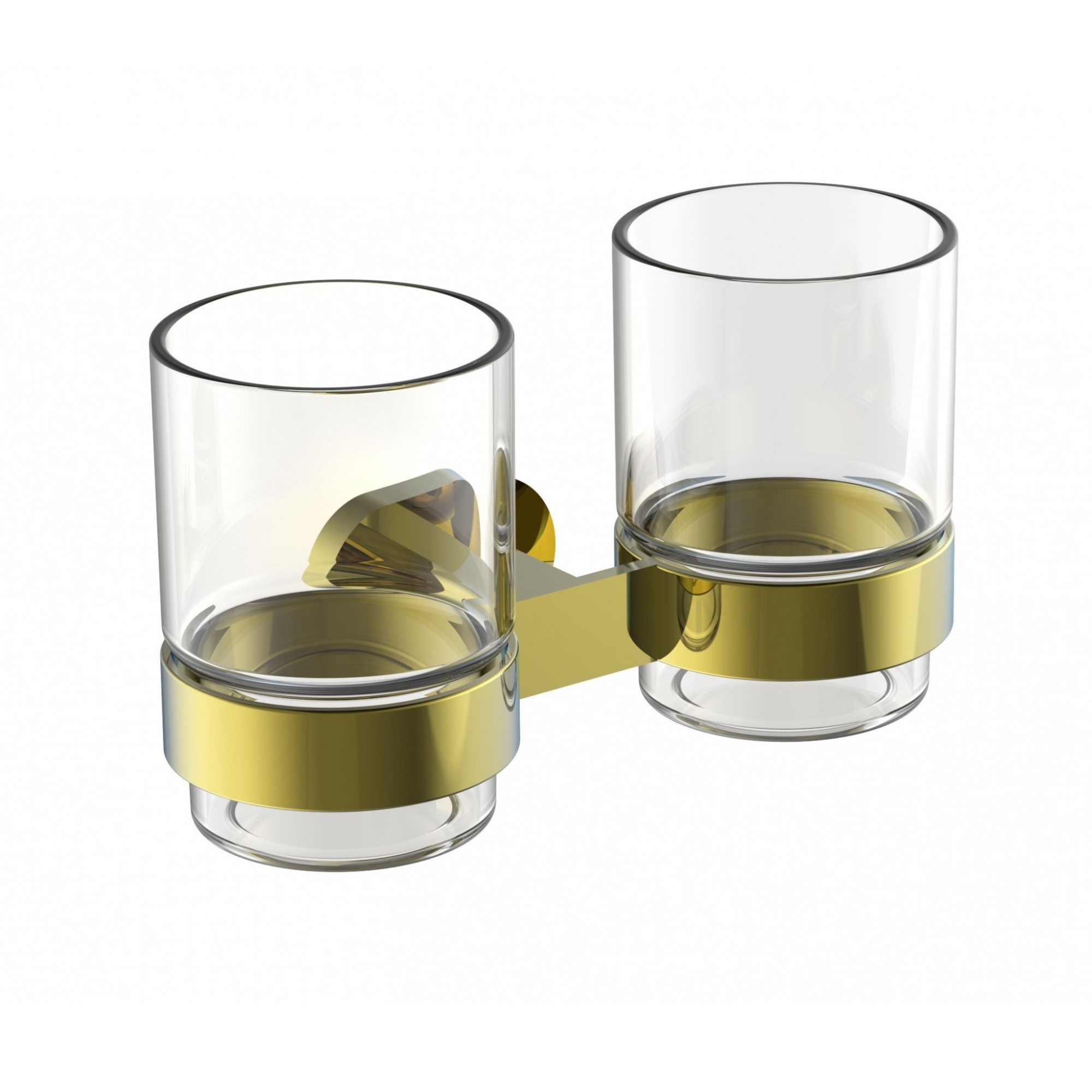 Два стакана для зубных щеток с держателем wonzon & woghand first, глянцевое золото (ww-8428-lg)