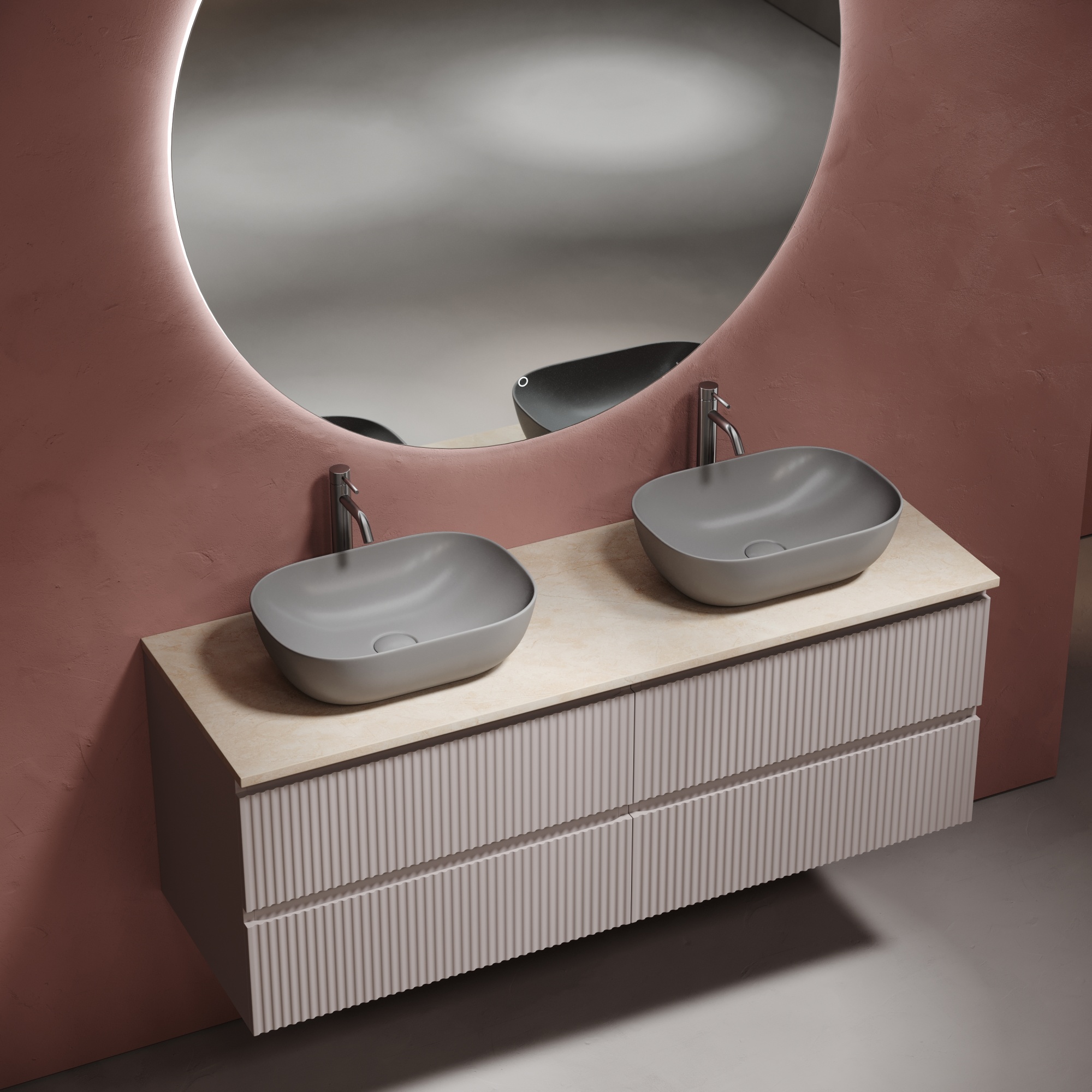 Столешница для ванной комнаты из керамогранита sancos kreman 1400х460 c отверстием под смеситель, арт.tt140a2x