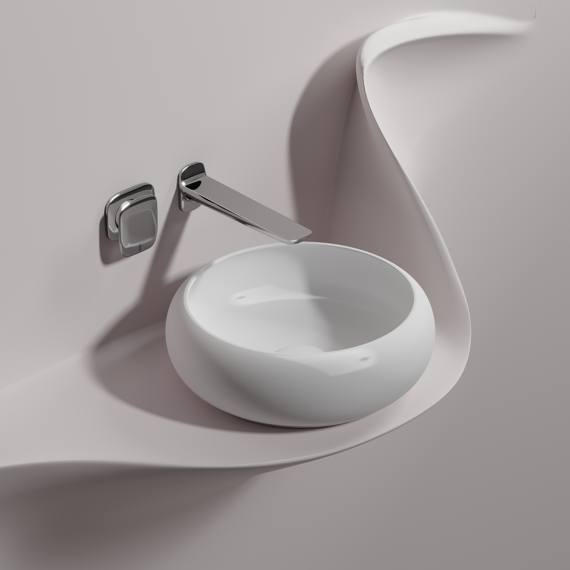 Умывальник чаша накладная круглая (цвет белый матовый) element 360x360x120мм