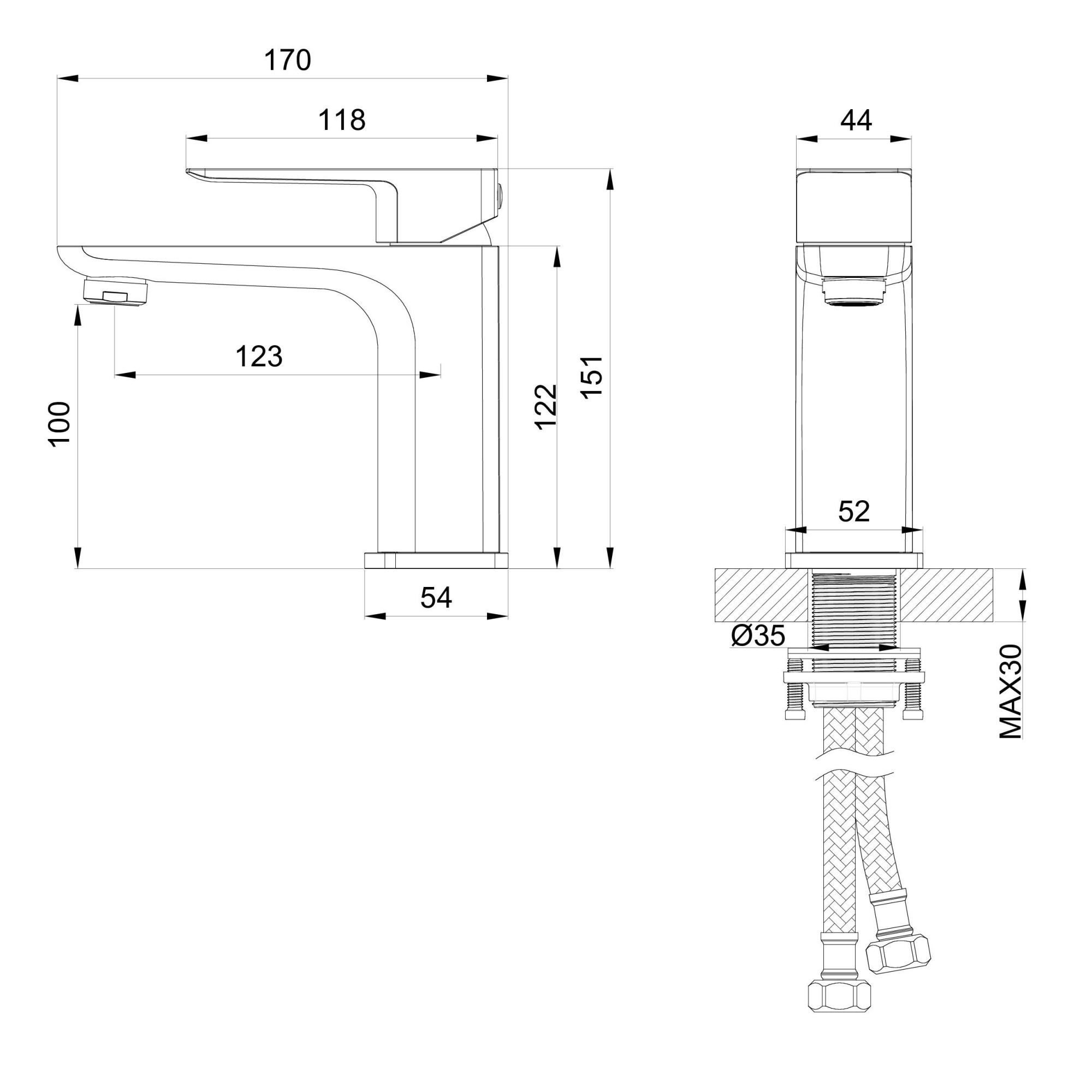 Смеситель для раковины wonzon & woghand edge, темный графит (ww-88139003-bgm)