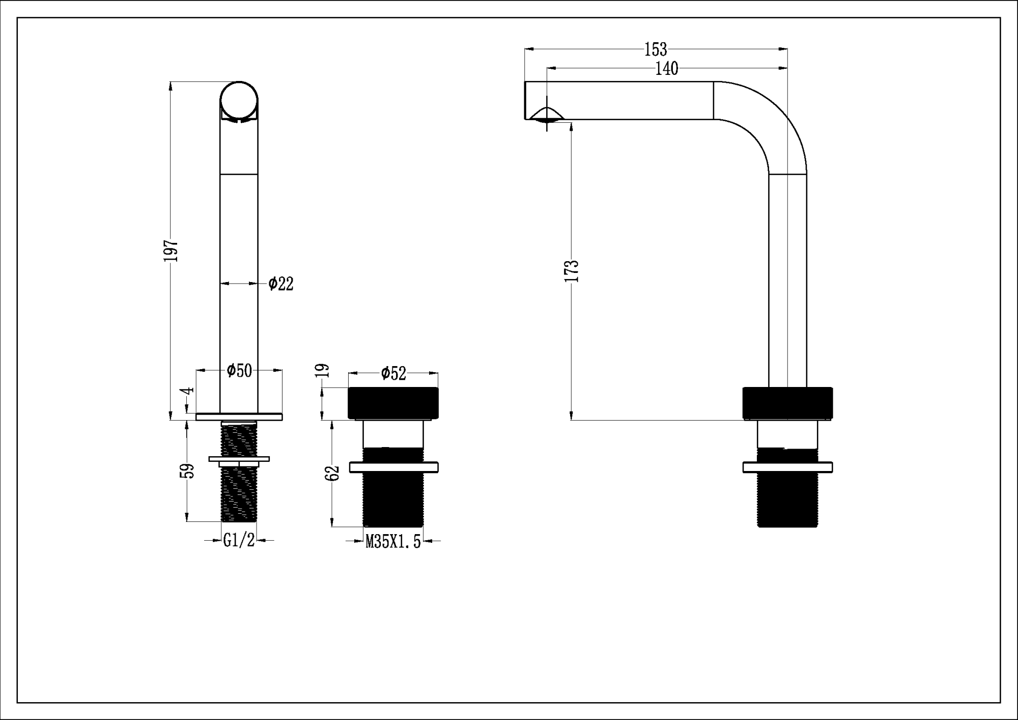 Смеситель для раковины на 2 отверстия boheme tech 158-b черный матовый