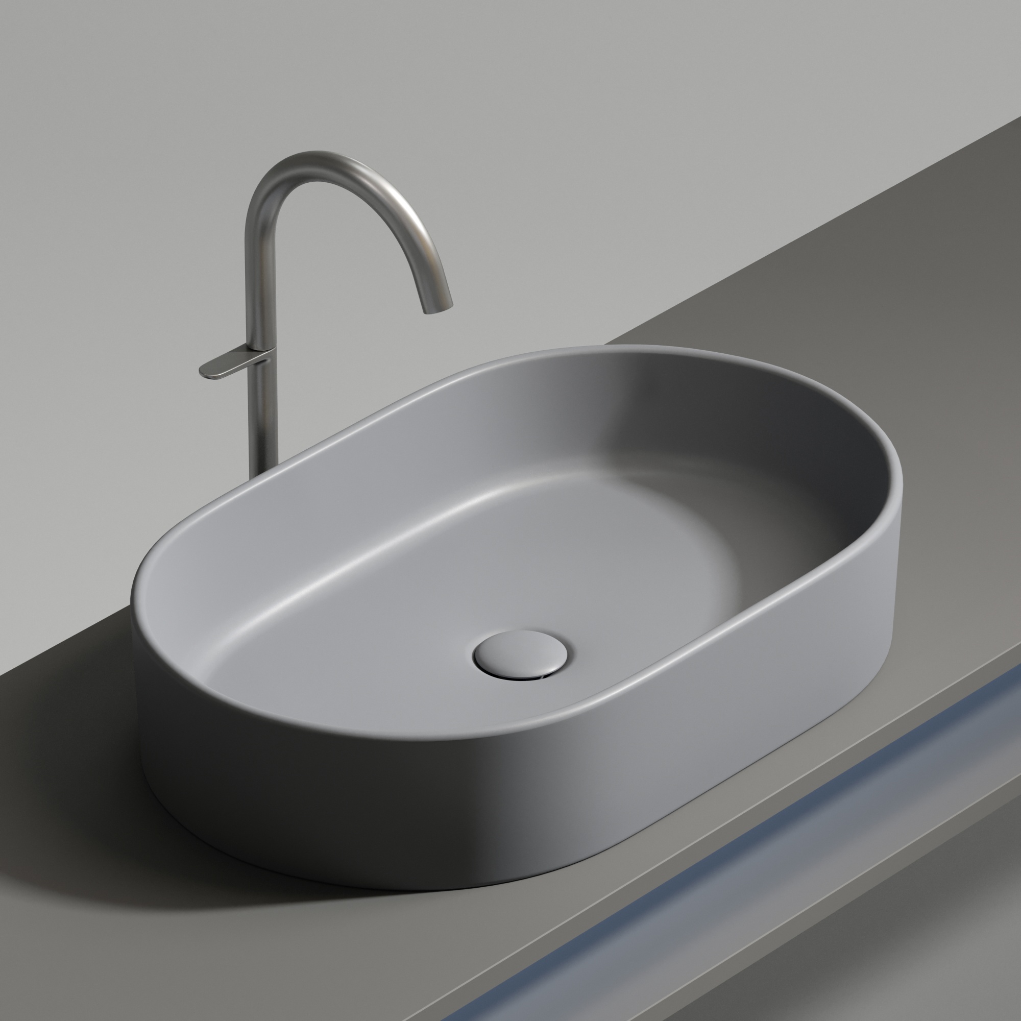 Умывальник чаша накладная овальная (цвет антрацит матовый) element 608x385x122мм