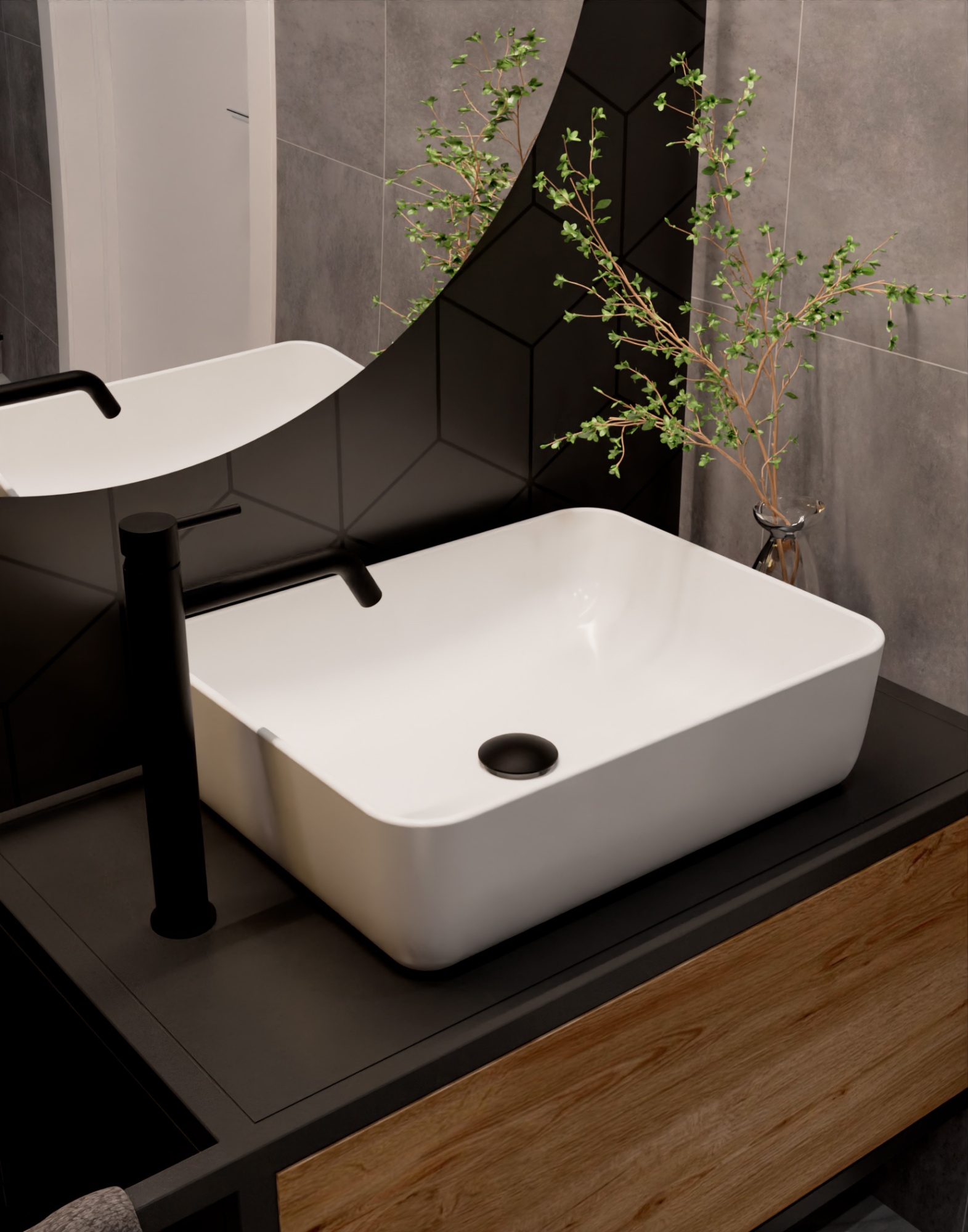 Aqm 6214mb siena смеситель для раковины однорычажный 210мм, черный матовый