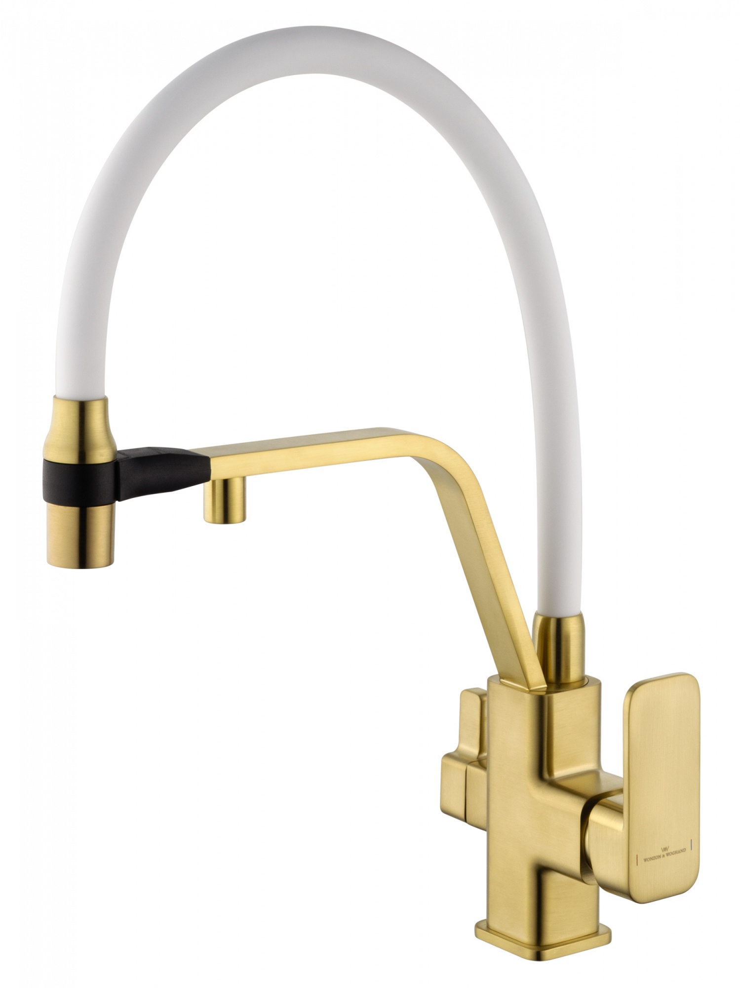 Смеситель для кухни с гибким изливом и подключением фильтра wonzon & woghand, брашированное золото (ww-88458013-bg(mw))