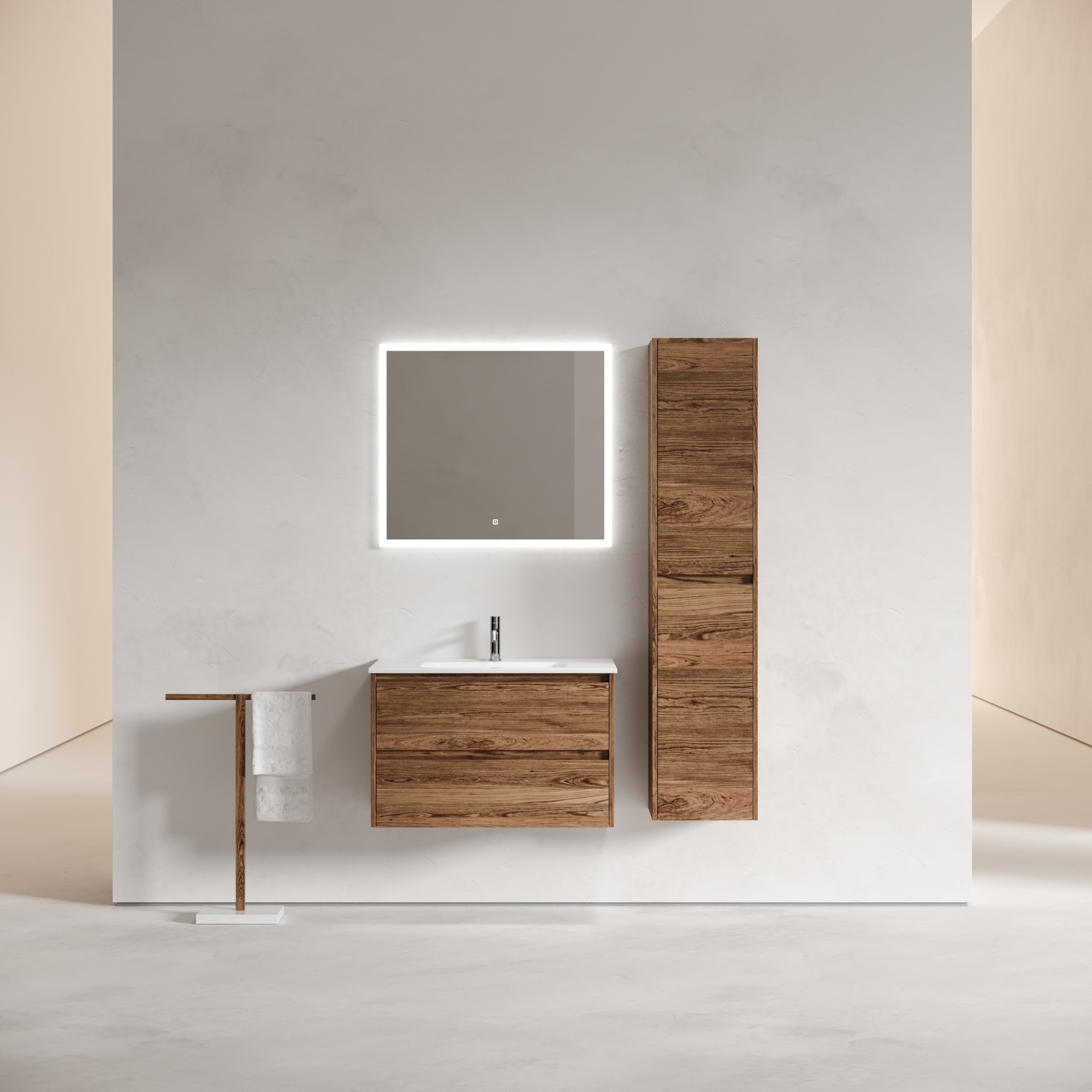 Тумба подвесная sancos libra 790х450х500, c двумя ящиками оснащенными доводчиками, дуб чарльстон, арт. lb80ech