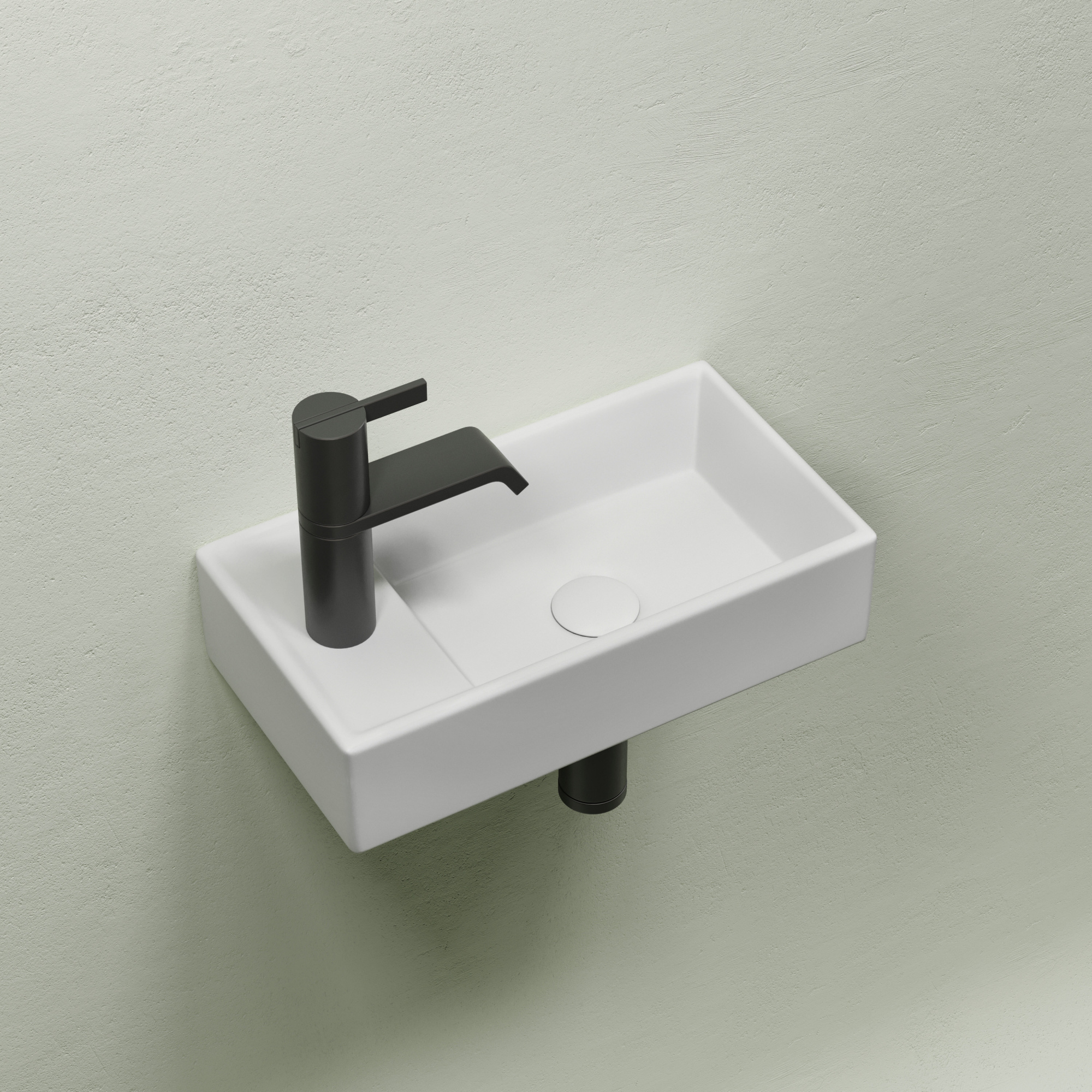 Умывальник подвесной прямоугольный (чаша справа, отверстие под смеситель слева) цвет белый матовый element 407x217x100