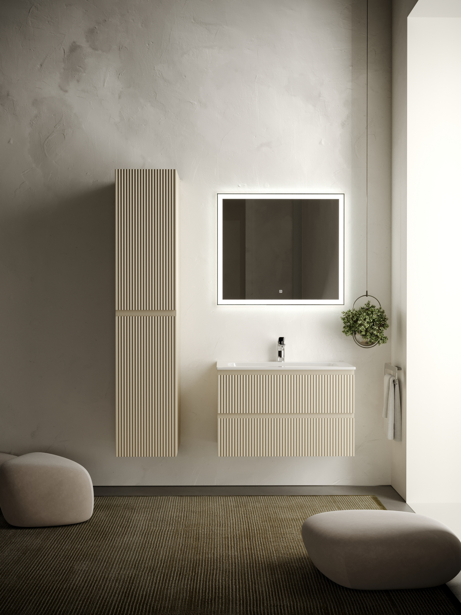 Тумба подвесная sancos snob r 790х445х500, c двумя ящиками оснащенными доводчиками, beige soft , арт.snr80ce