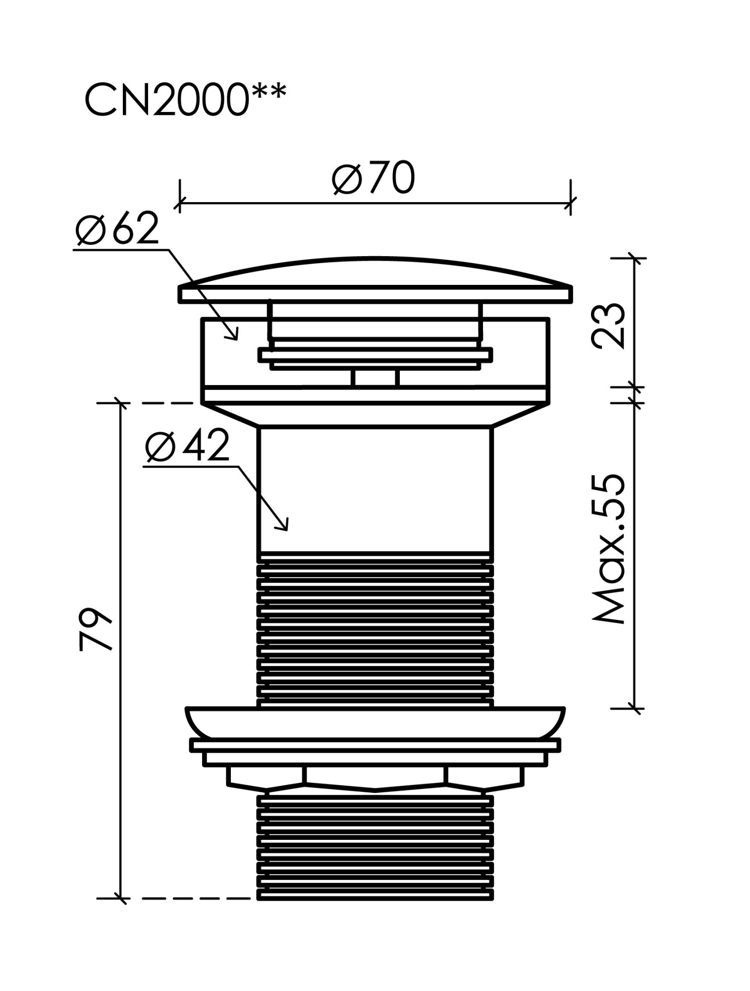 Донный клапан антрацит матовый ceramica nova
